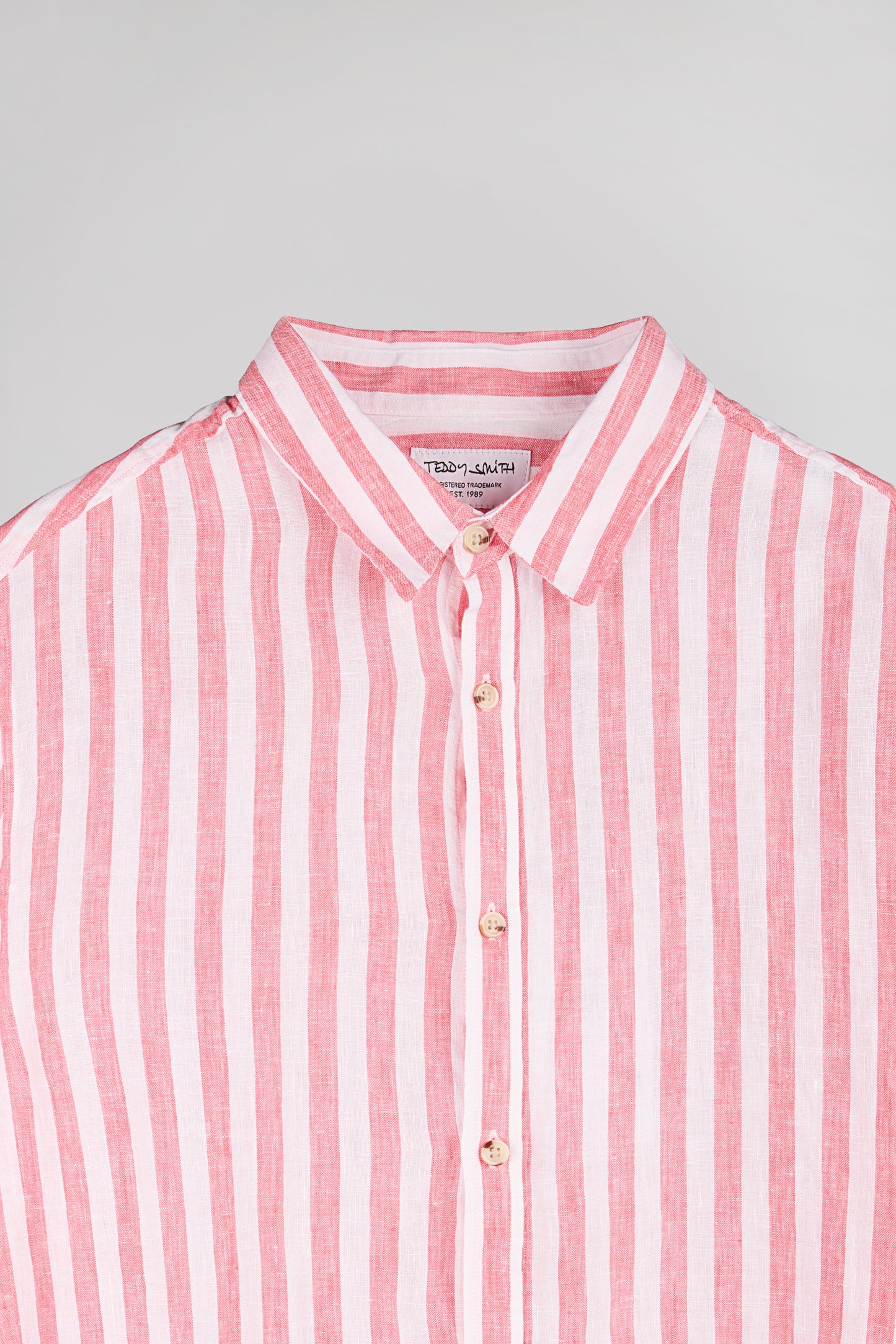 Chemise C-LINEN STRIPE POP CORAL - Teddy Smith