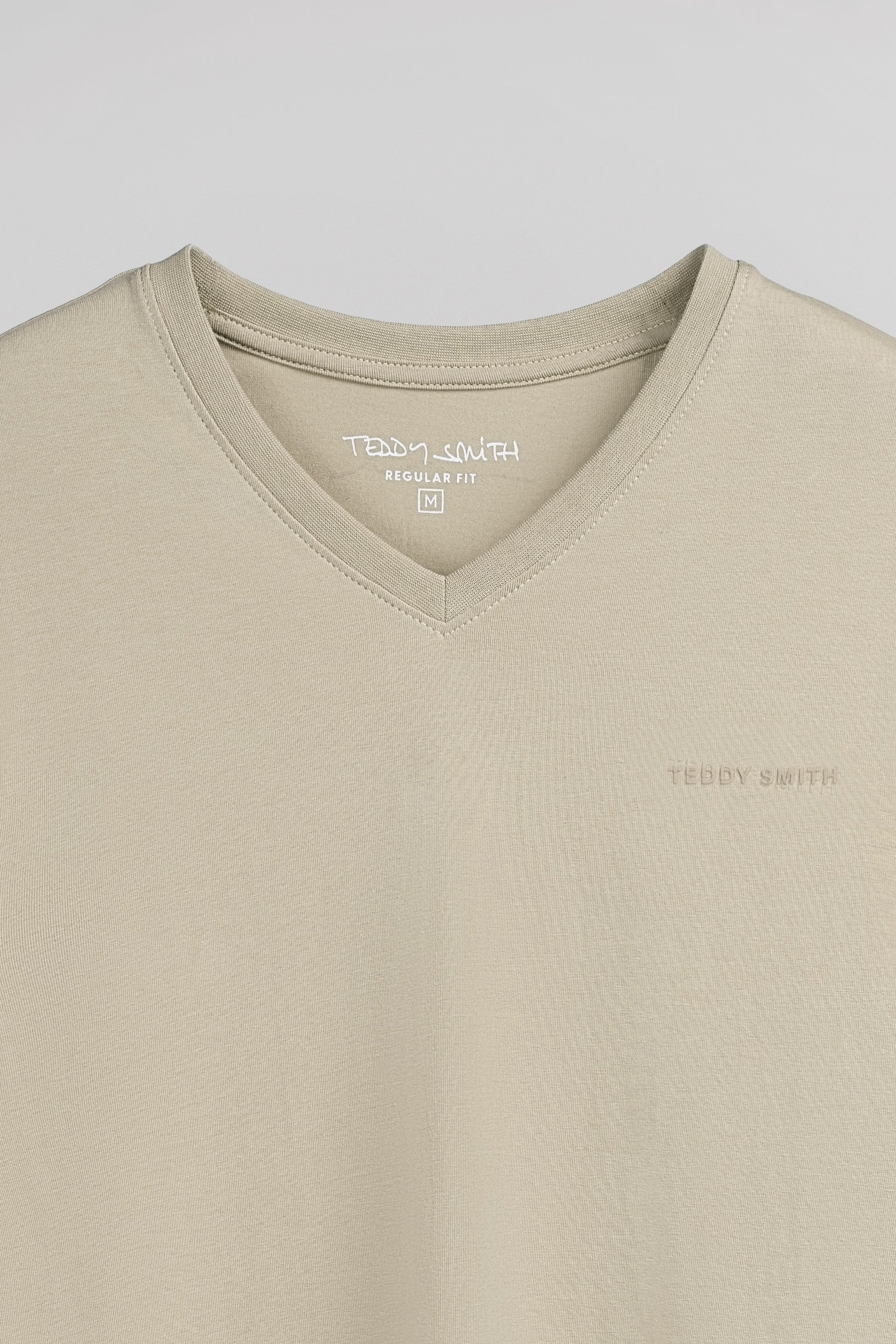 T-shirt col V TAWAX 2 MC SOFT GREGE - Teddy Smith