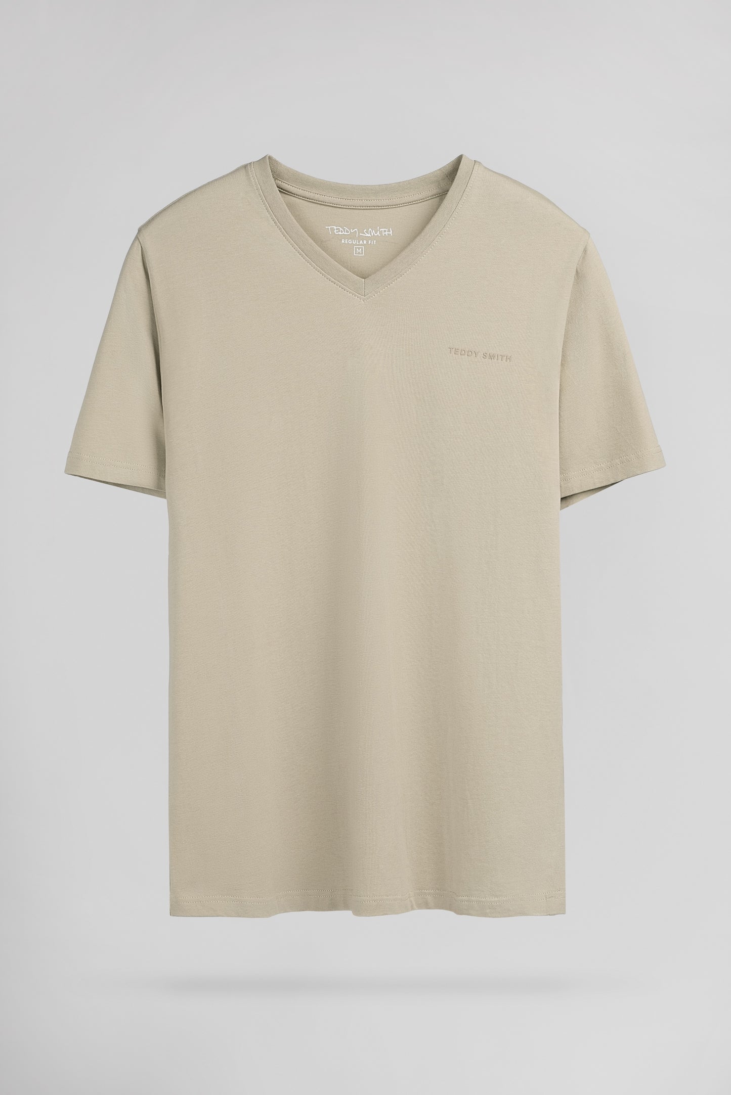 T-shirt col V TAWAX 2 MC SOFT GREGE - Teddy Smith
