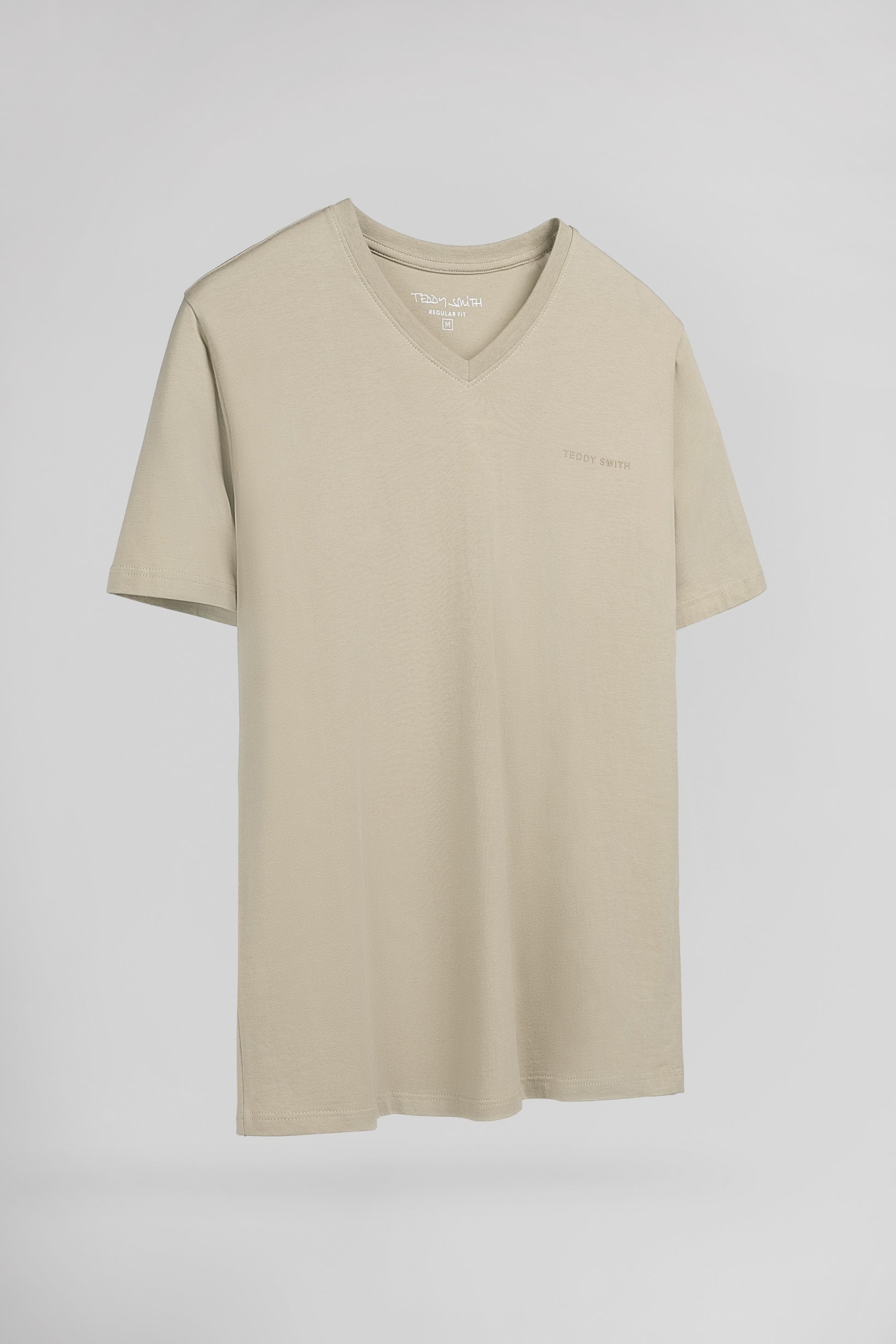 T-shirt col V TAWAX 2 MC SOFT GREGE - Teddy Smith