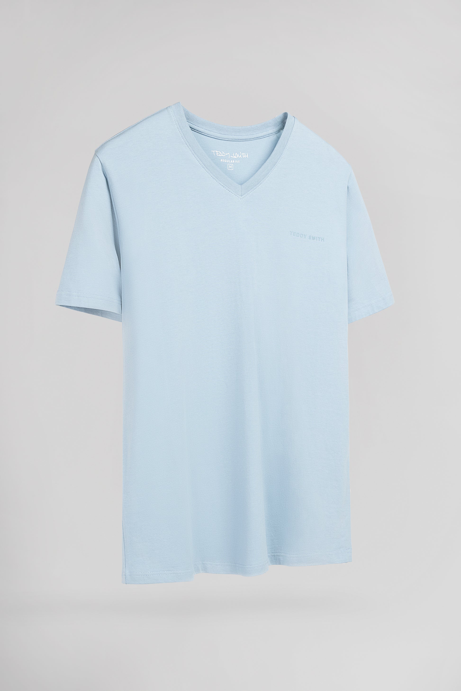 T-shirt col V TAWAX 2 MC PASTEL BLUE - Teddy Smith