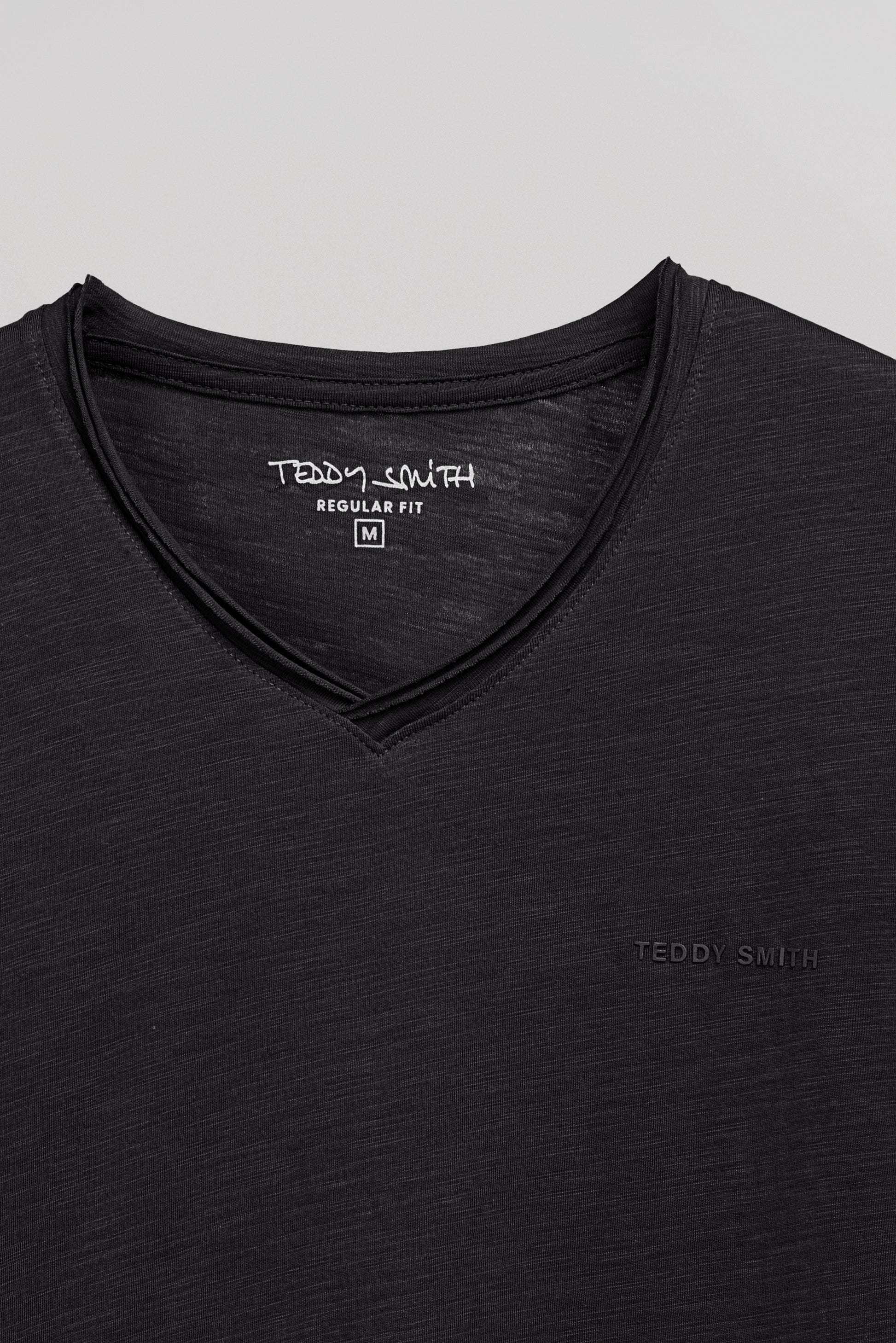 T-shirt col V T-GILDAS MC CHARBON - Teddy Smith