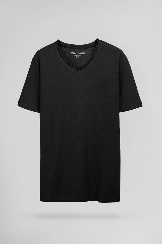 Achat T-shirt col V T-GILDAS MC CHARBON - Teddy Smith