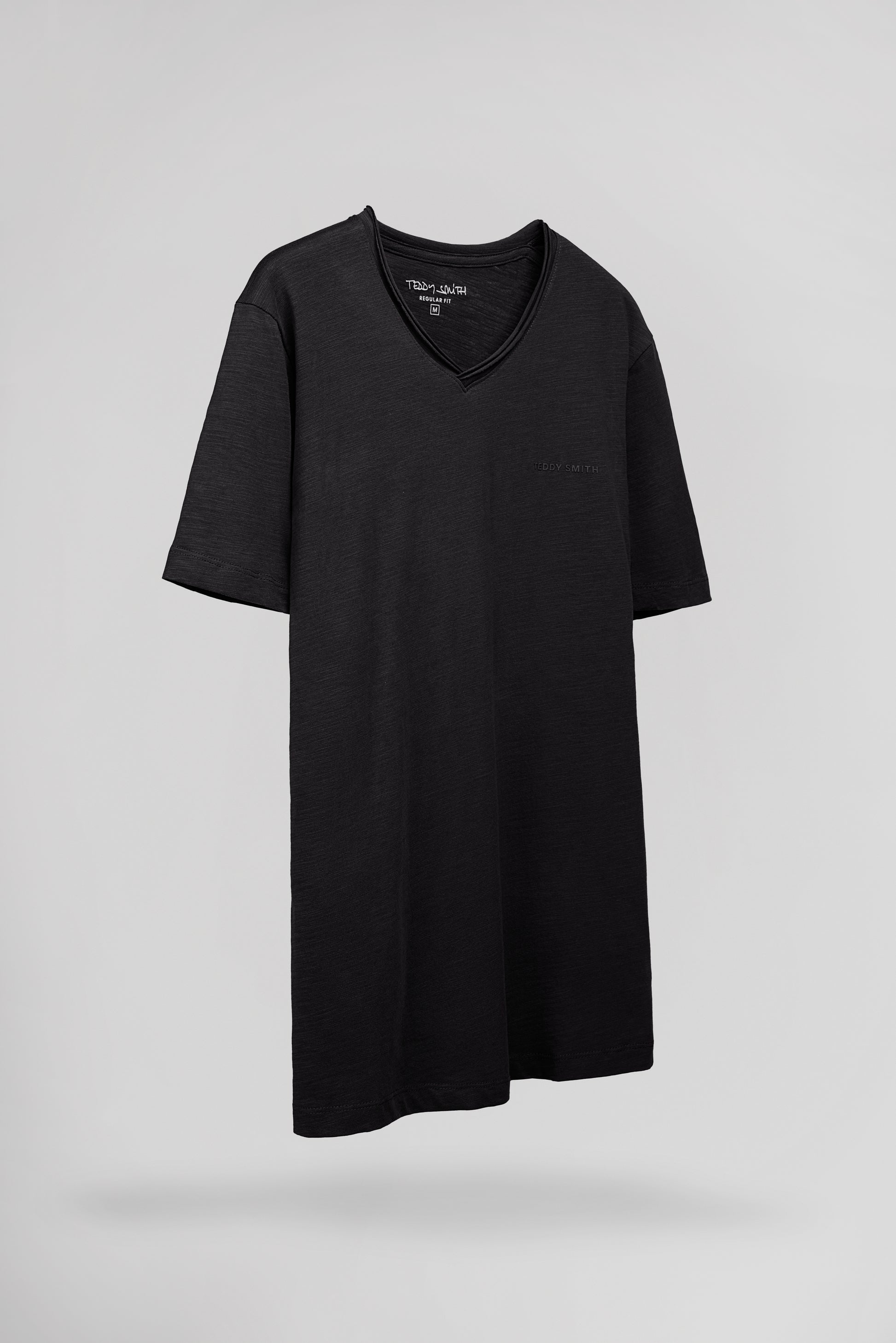T-shirt col V T-GILDAS MC CHARBON - Teddy Smith