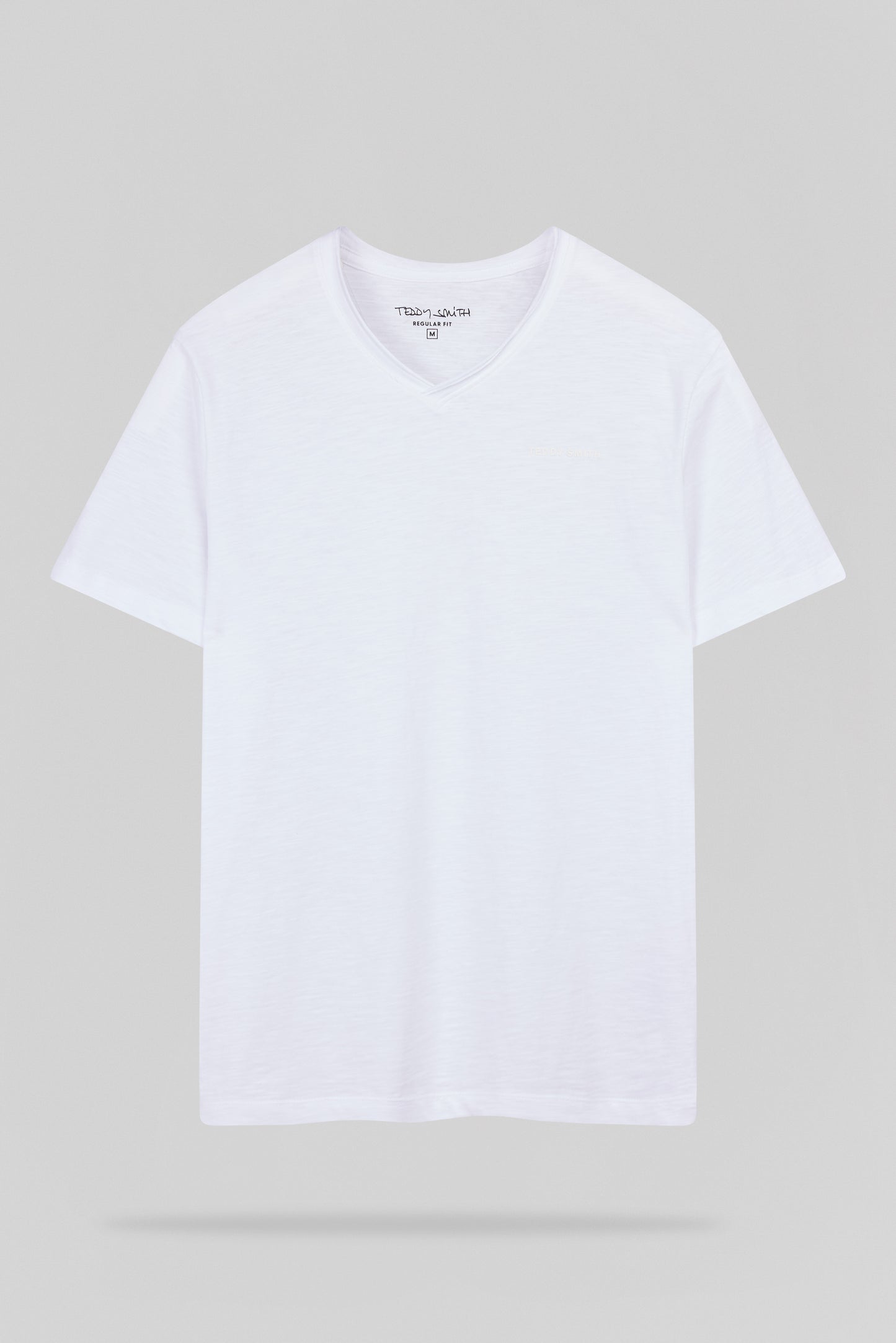 T-shirt col V T-GILDAS MC BLANC - Teddy Smith