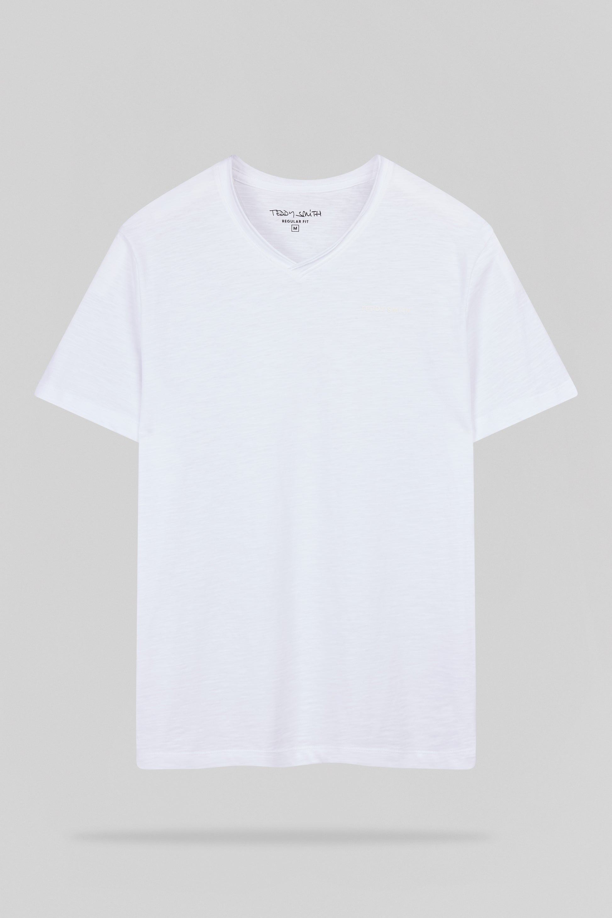 T-shirt col V T-GILDAS MC BLANC - Teddy Smith