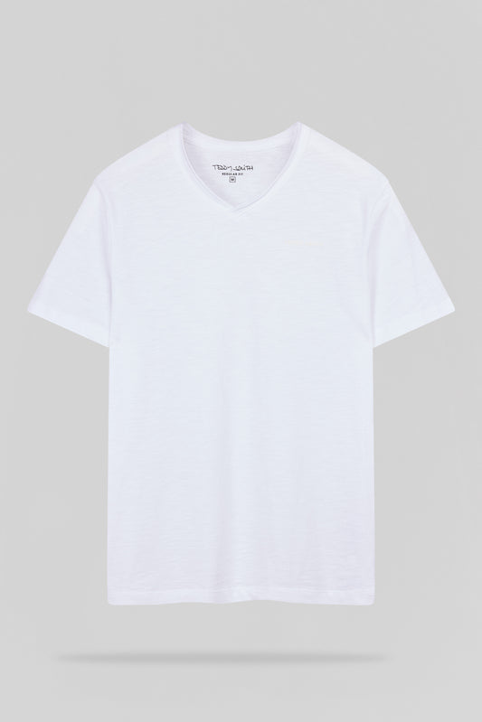 Achat T-shirt col V T-GILDAS MC BLANC - Teddy Smith