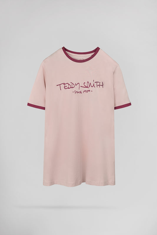 Achat T-shirt col rond TICLASS MC ROSE PASTEL - Teddy Smith