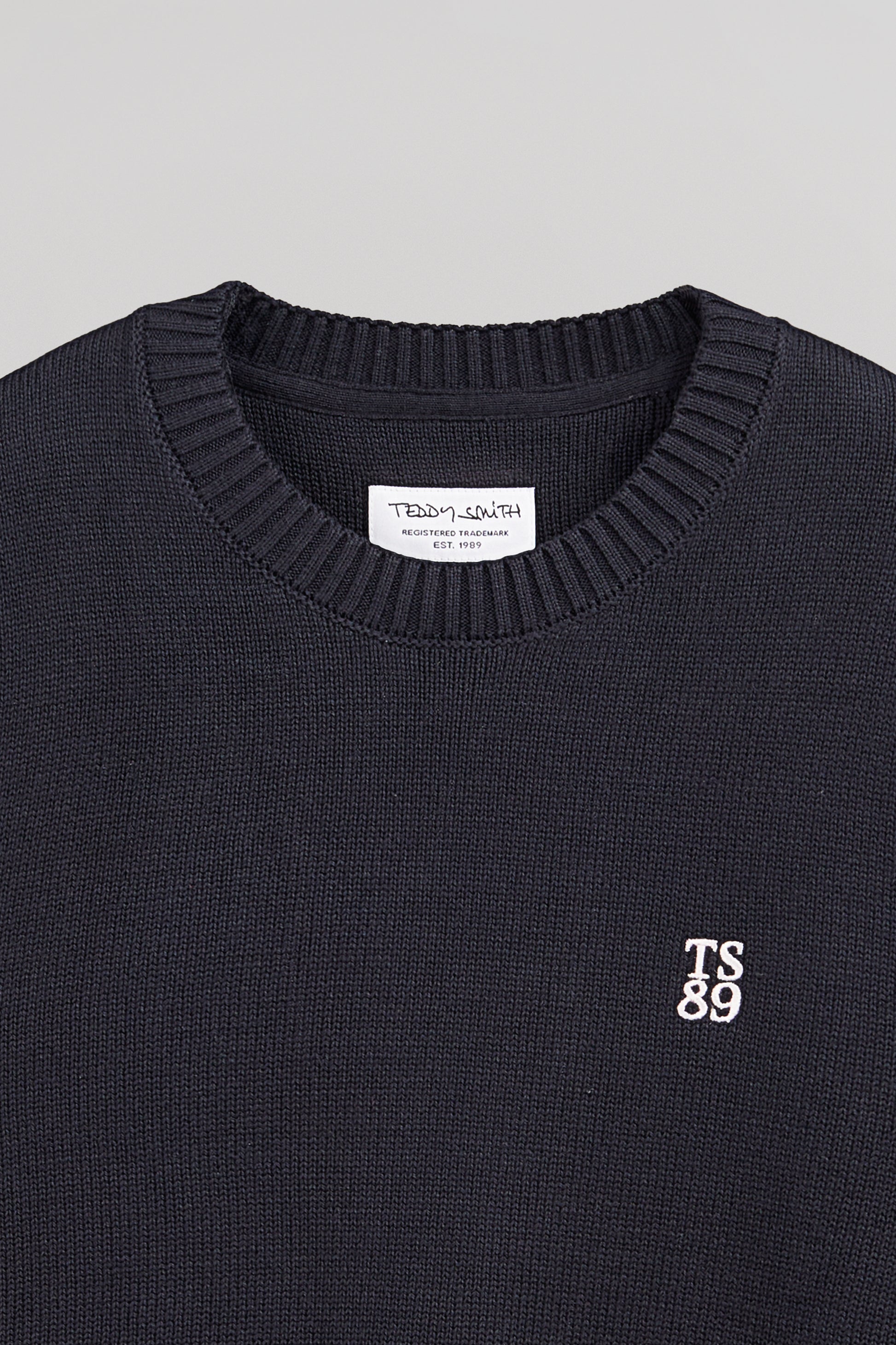 Pull en coton col rond P-JIMMY TOTAL NAVY - Teddy Smith