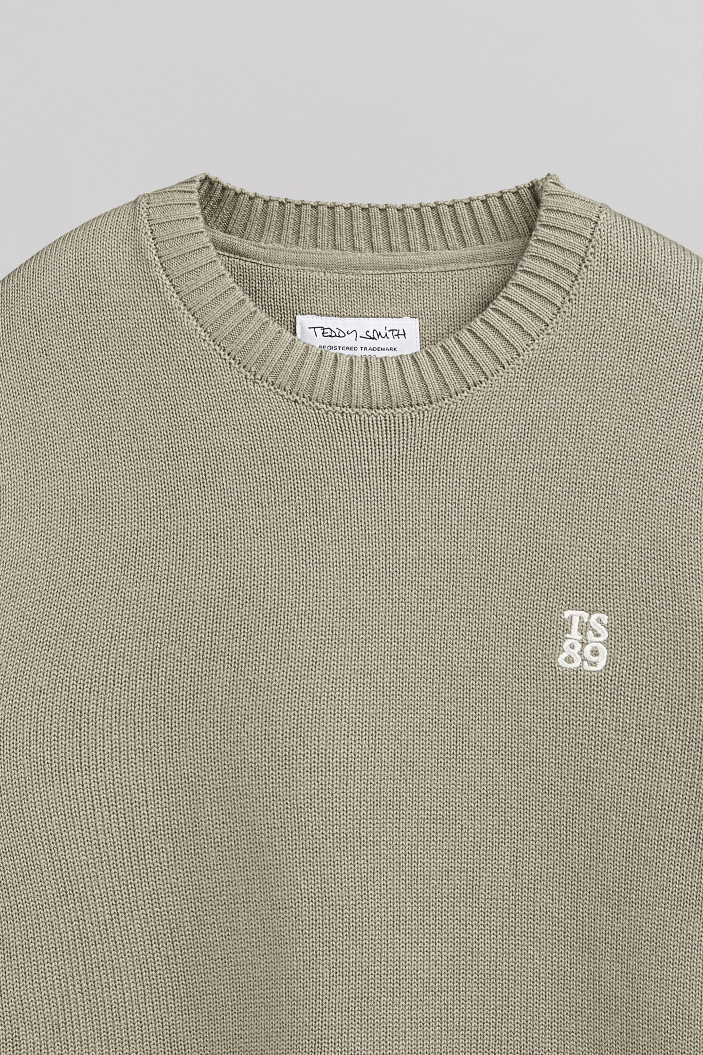 Pull en coton col rond P-JIMMY BLEACH KAKI - Teddy Smith