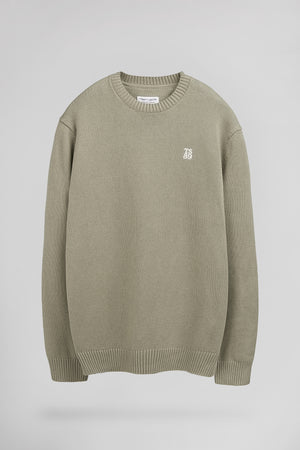 Pull en coton col rond P-JIMMY BLEACH KAKI - Teddy Smith