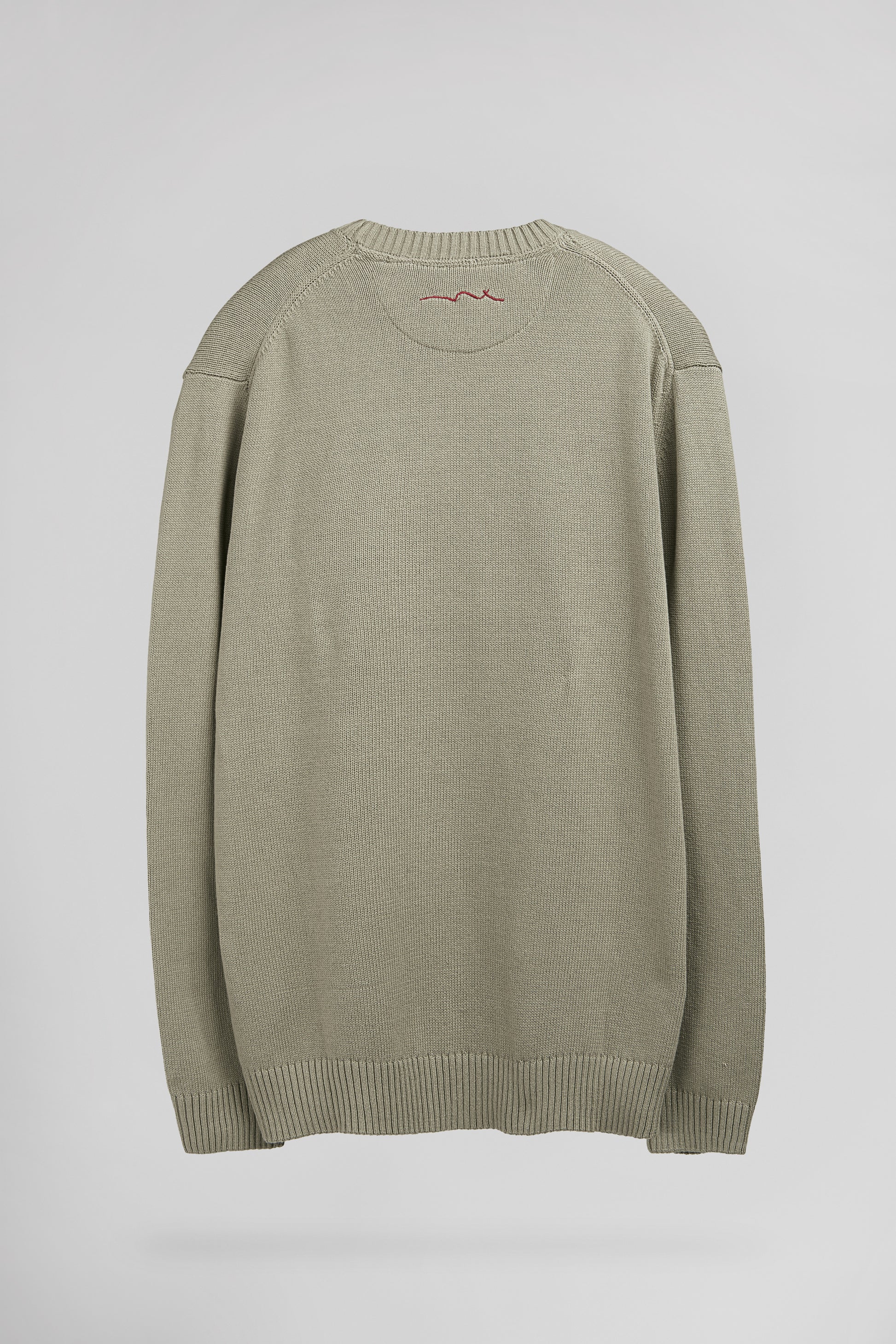 Pull en coton col rond P-JIMMY BLEACH KAKI - Teddy Smith