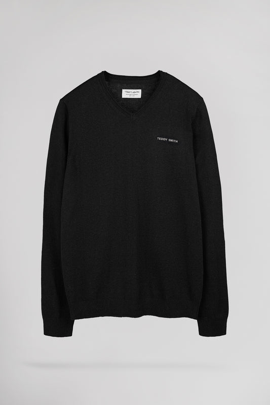 Achat Pull ajusté col V PULSER 4 NOIR - Teddy Smith