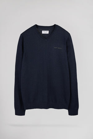 Pull ajusté col V PULSER 4 TOTAL NAVY CHINE - Teddy Smith