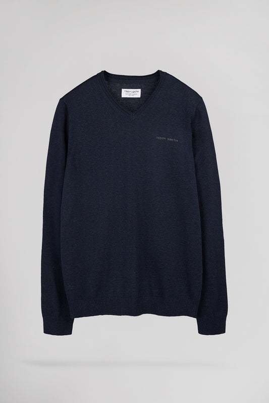 Achat Pull ajusté col V PULSER 4 TOTAL NAVY CHINE - Teddy Smith