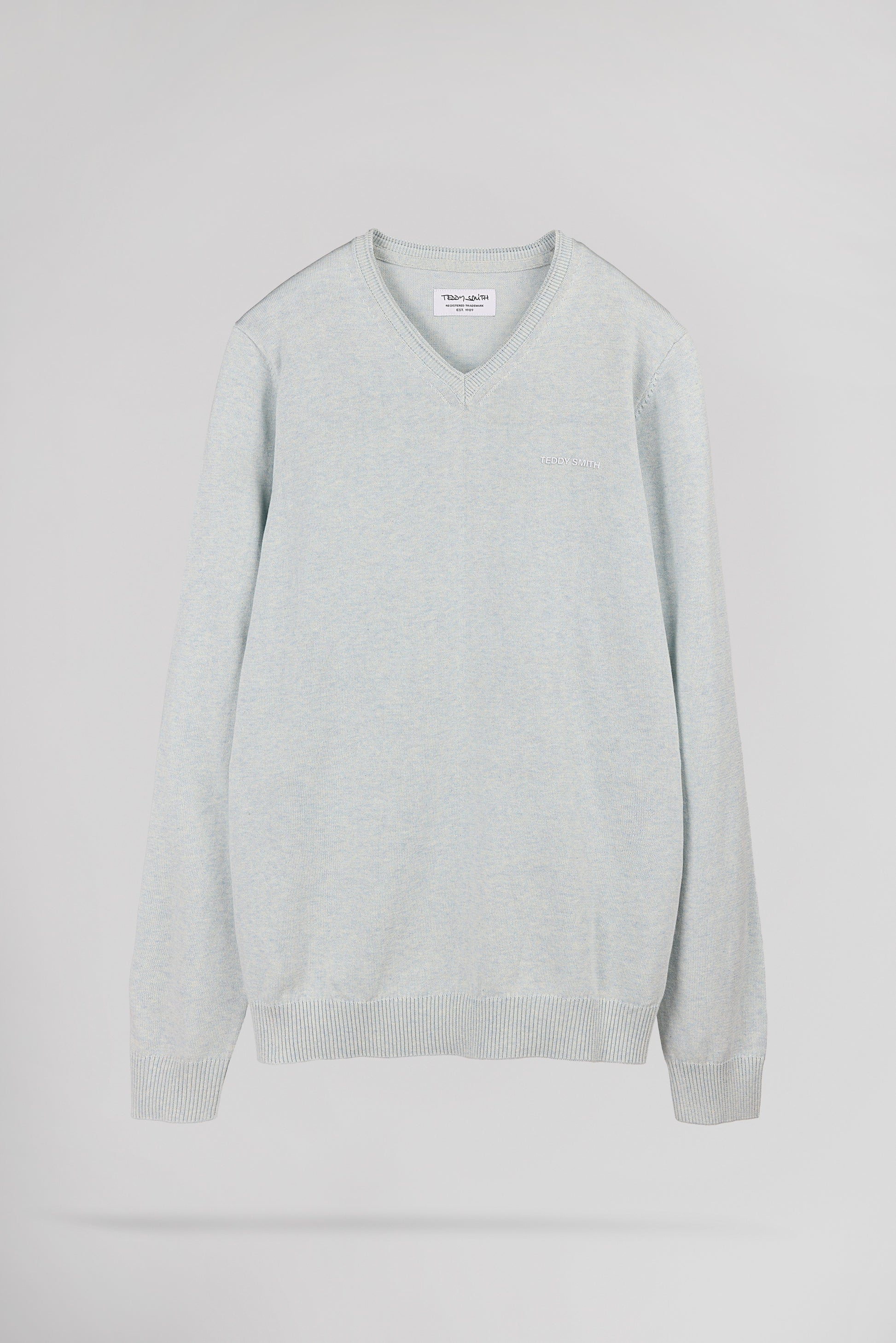 Pull ajusté col V PULSER 4 PASTEL BLUE TWISTED - Teddy Smith
