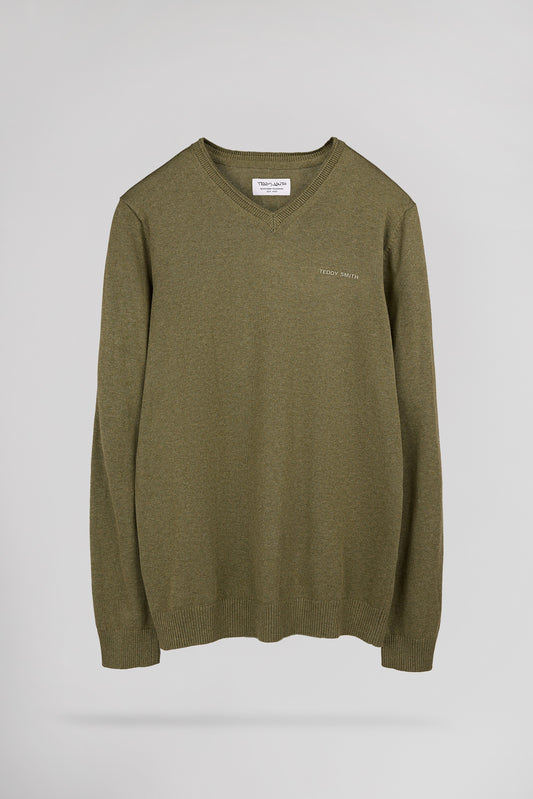 Achat Pull ajusté col V PULSER 4 DUSTY KAKI CHINE - Teddy Smith