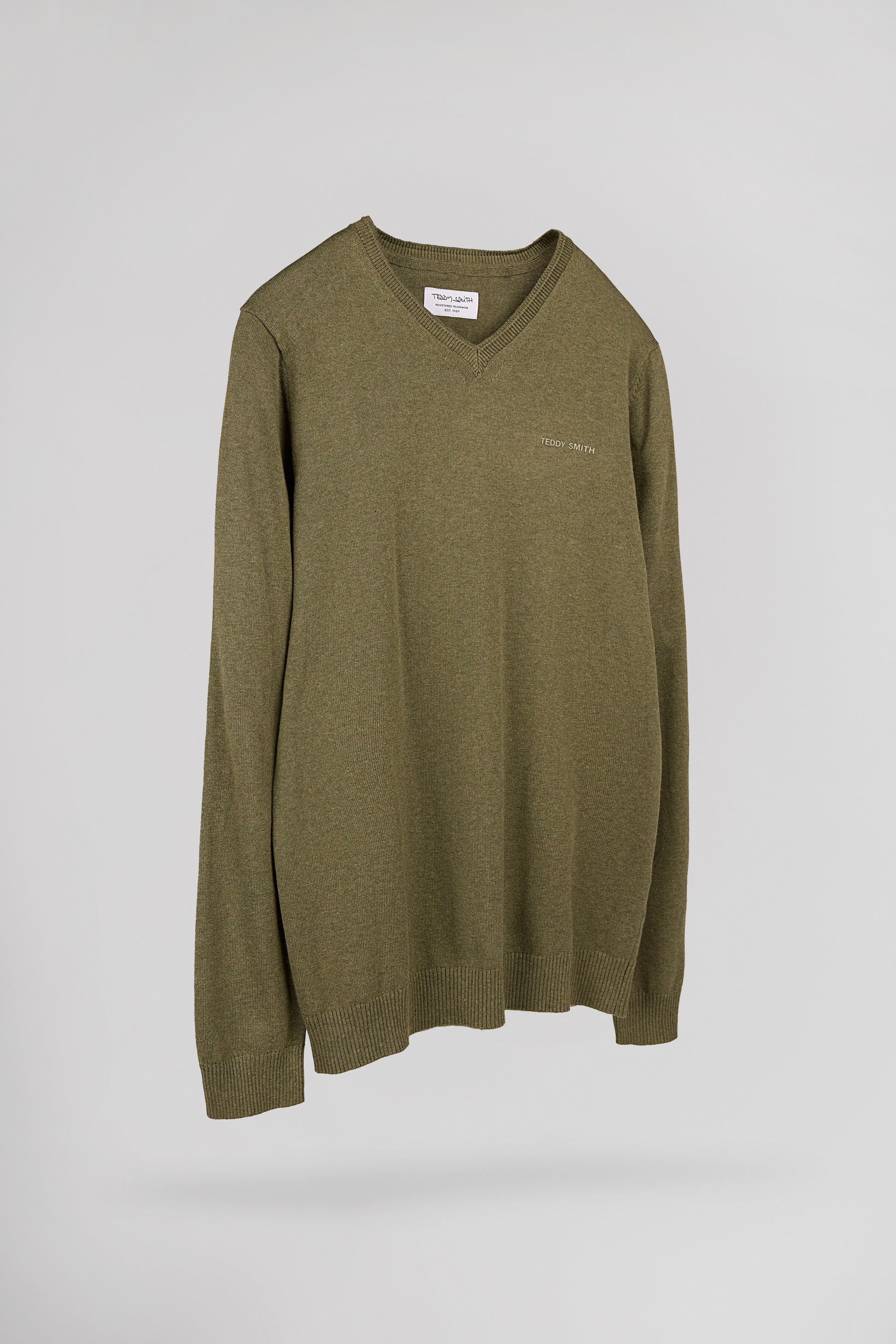 Pull ajusté col V PULSER 4 DUSTY KAKI CHINE - Teddy Smith