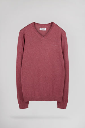 Pull ajusté col V PULSER 4 FRAMBOISE FONCE CHINE - Teddy Smith