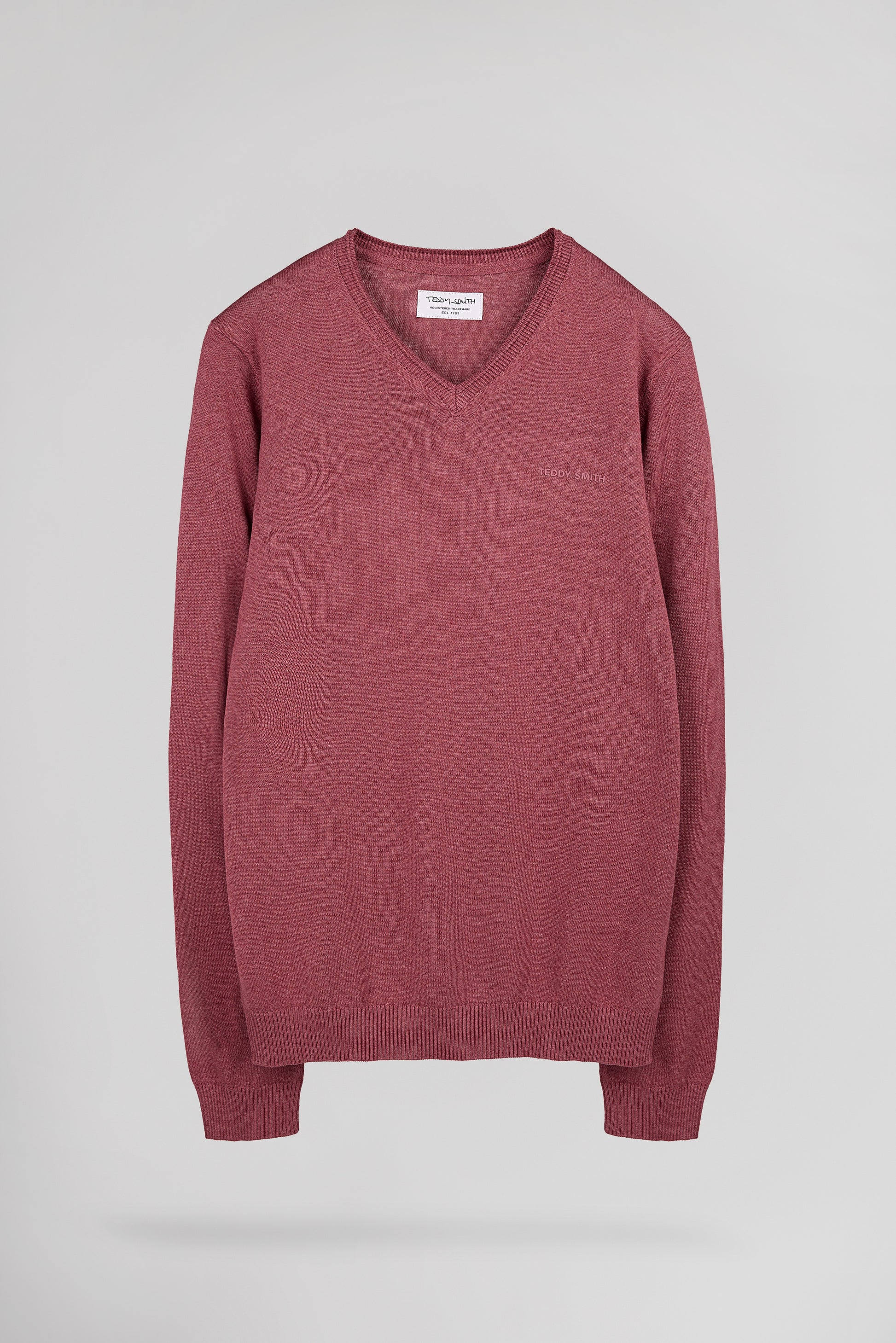 Pull ajusté col V PULSER 4 FRAMBOISE FONCE CHINE - Teddy Smith