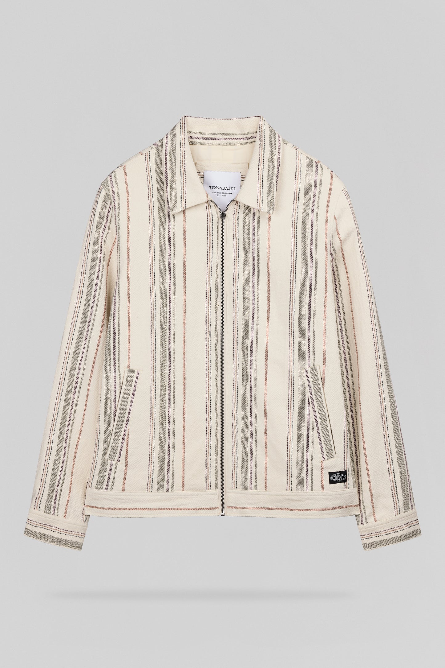 Veste mi-saison à rayures col chemise B-SHELDON CREAM