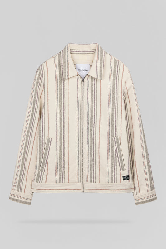 Achat Veste mi-saison à rayures col chemise B-SHELDON CREAM