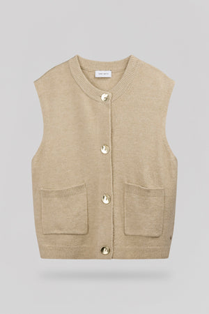 Gilet col rond sans manches G-HAZEL SOFT GREGE - Teddy Smith