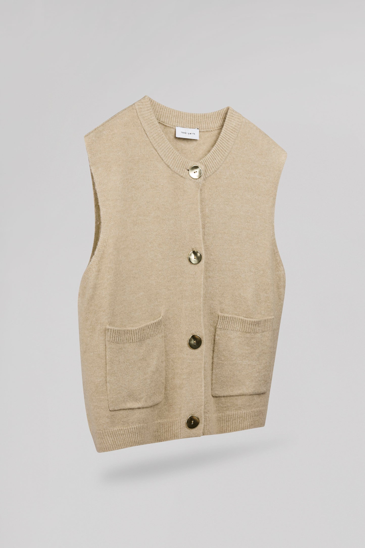 Gilet col rond sans manches G-HAZEL SOFT GREGE - Teddy Smith