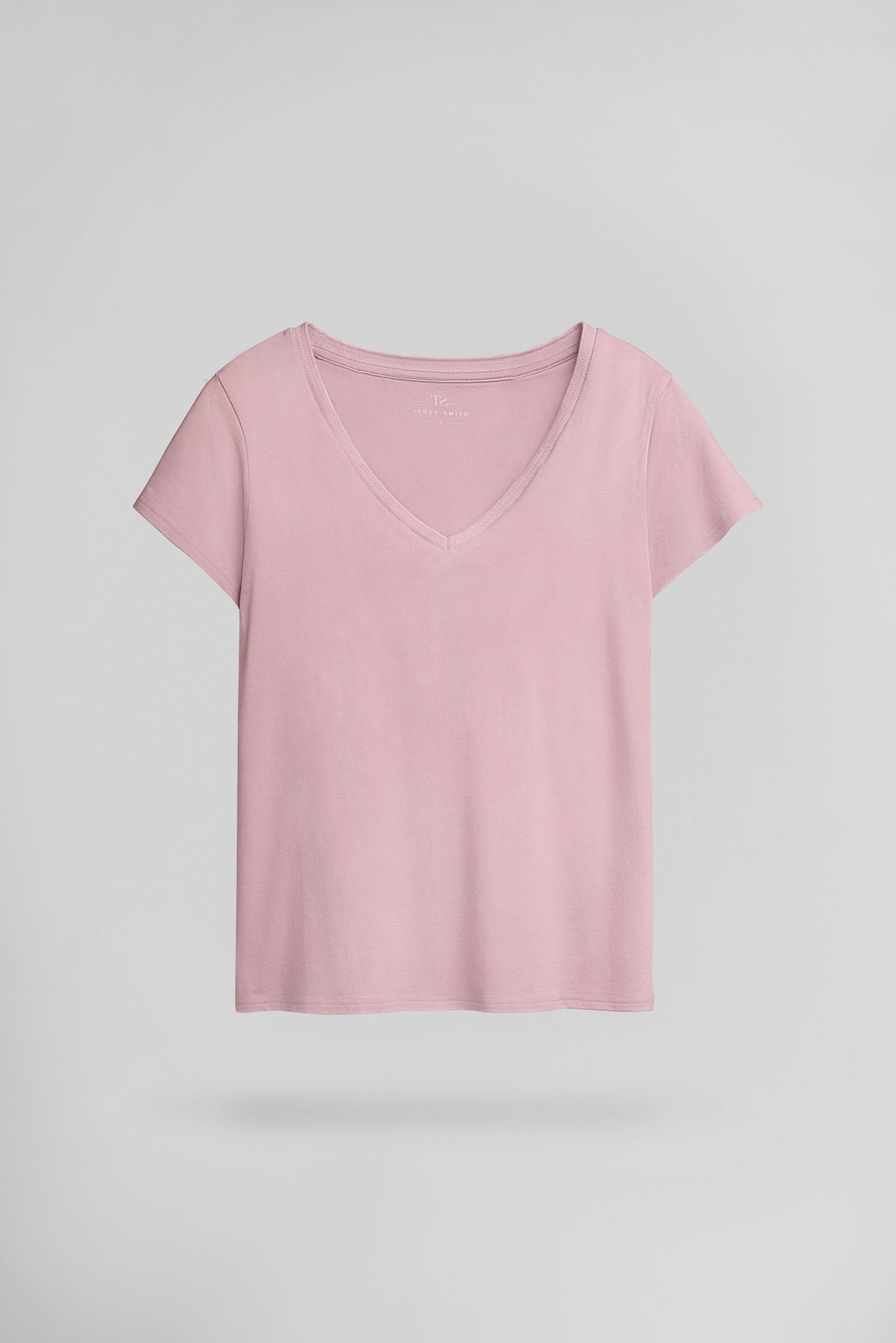 T-shirt col V T-MIA MC VIEUX ROSE - Teddy Smith