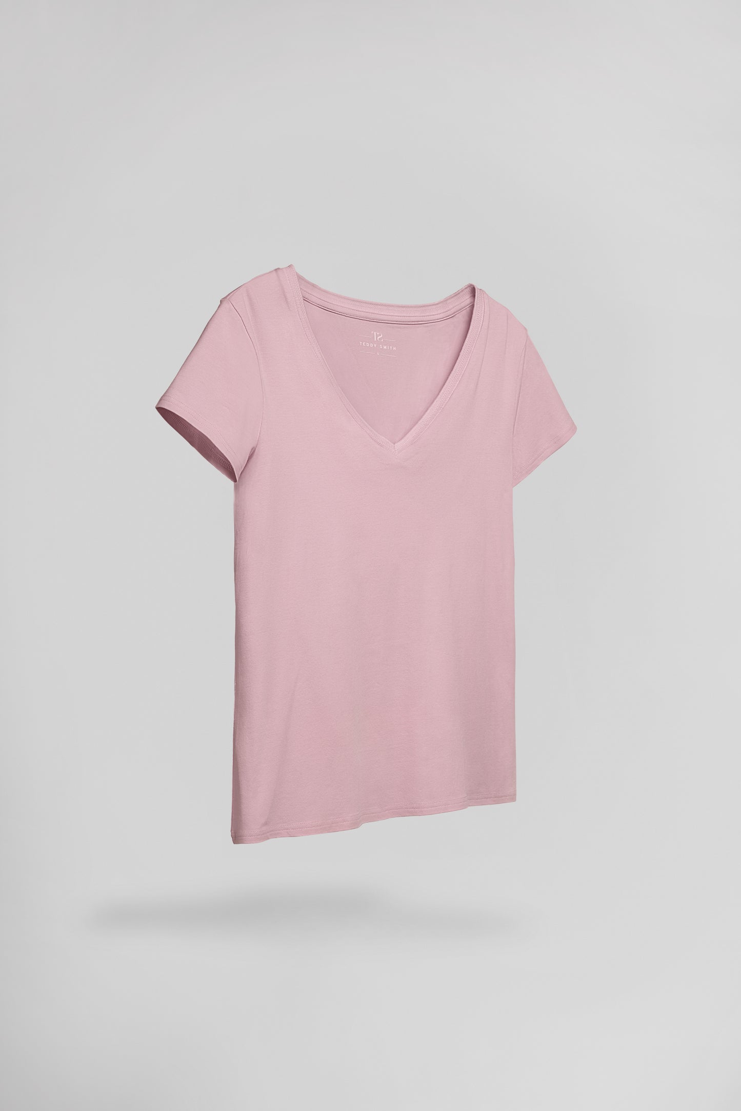 T-shirt col V T-MIA MC VIEUX ROSE - Teddy Smith
