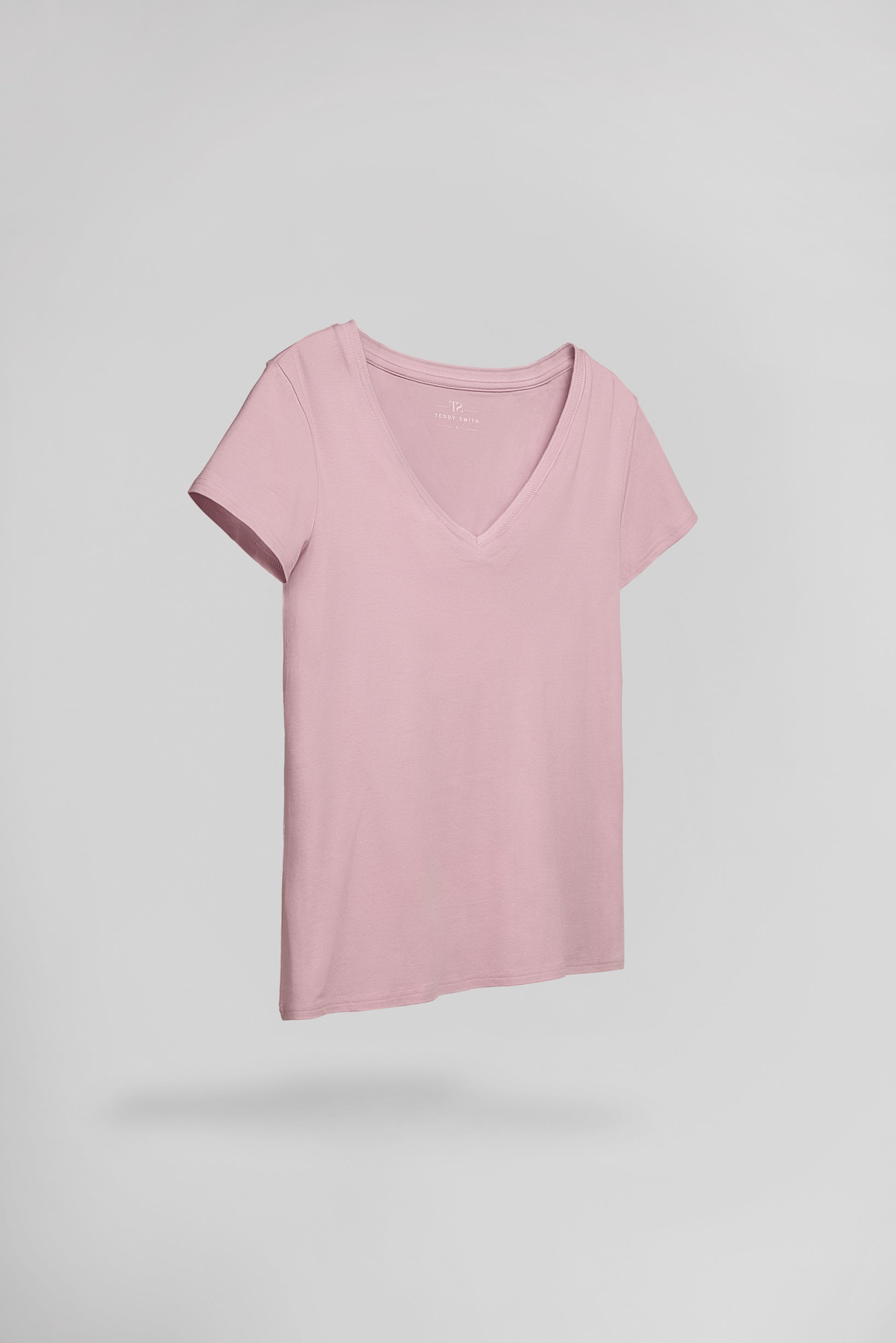 T-shirt col V T-MIA MC VIEUX ROSE - Teddy Smith