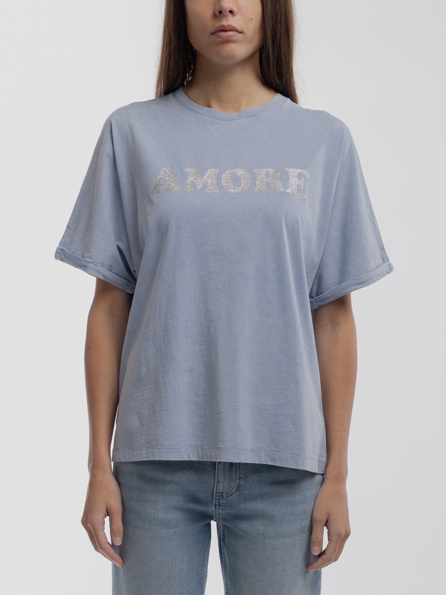 T-shirt T-GLITTER MC BLEU NUAGEUX - Teddy Smith