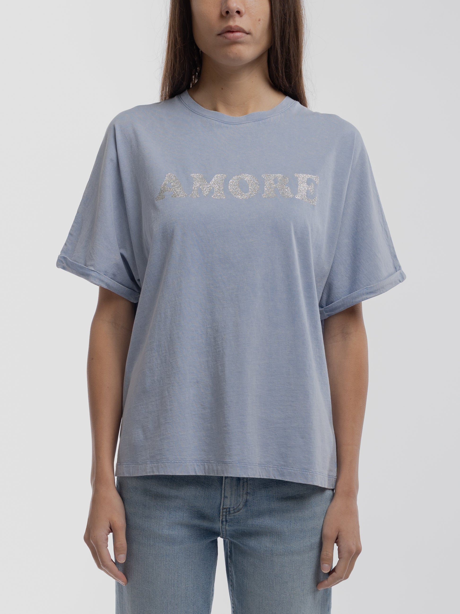 T-shirt T-GLITTER MC BLEU NUAGEUX - Teddy Smith