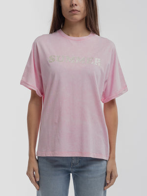 T-shirt T-GLITTER MC ROSE BONBON - Teddy Smith