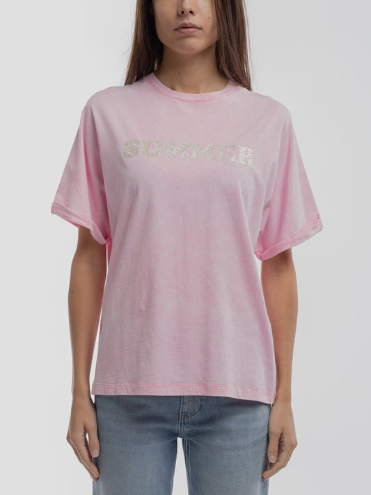 Achat T-shirt T-GLITTER MC ROSE BONBON - Teddy Smith