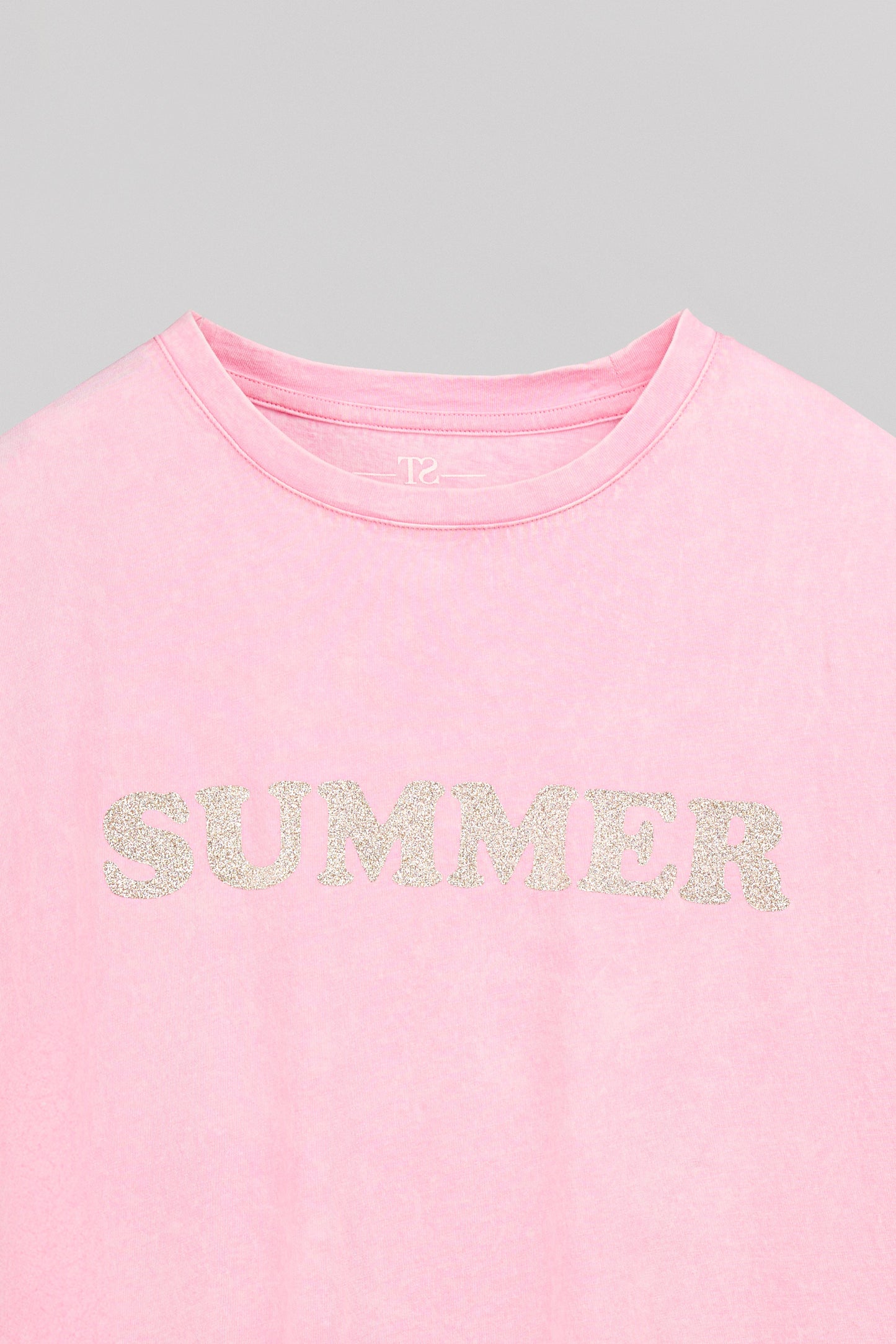 T-shirt T-GLITTER MC ROSE BONBON - Teddy Smith