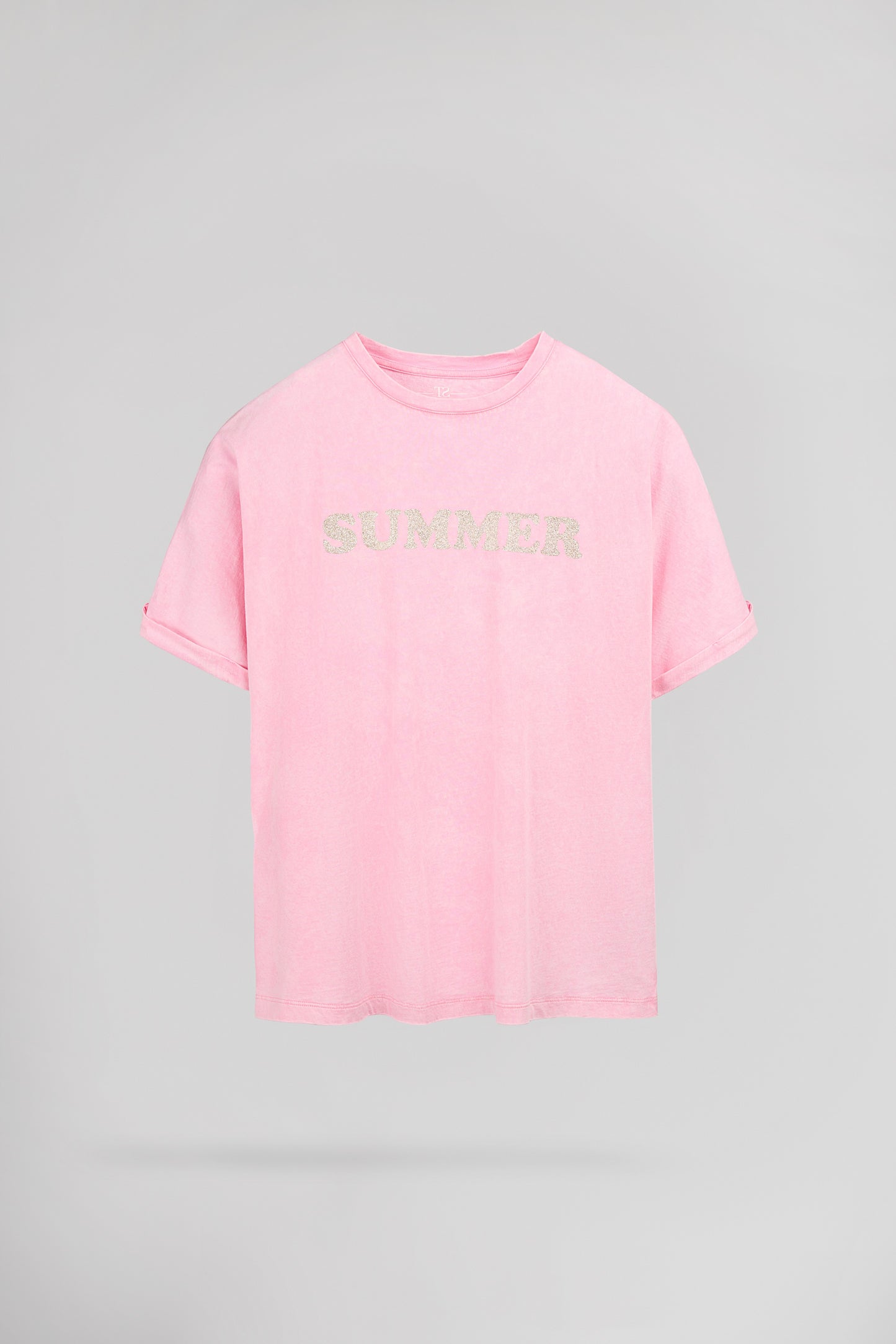 T-shirt T-GLITTER MC ROSE BONBON - Teddy Smith