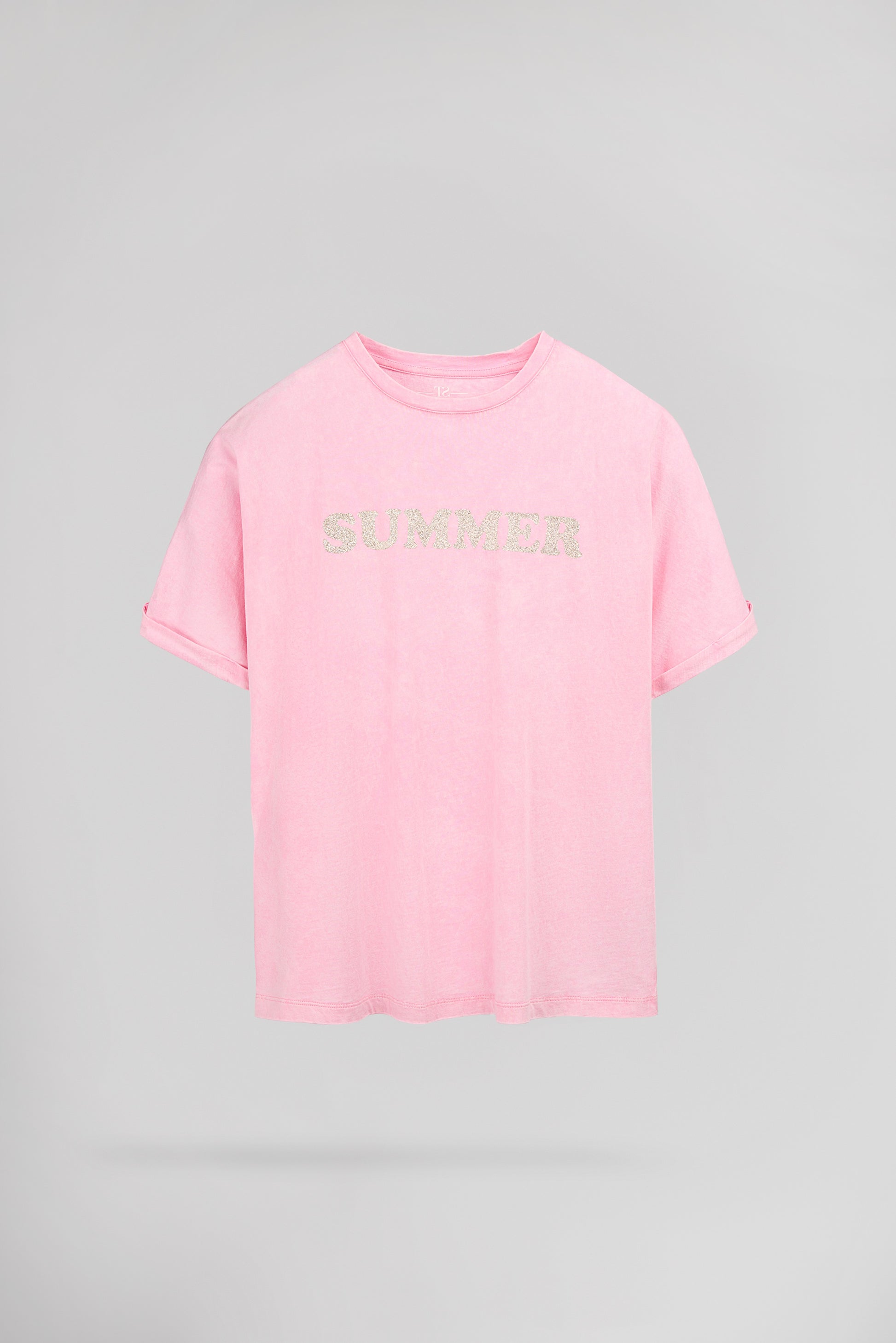 T-shirt T-GLITTER MC ROSE BONBON - Teddy Smith