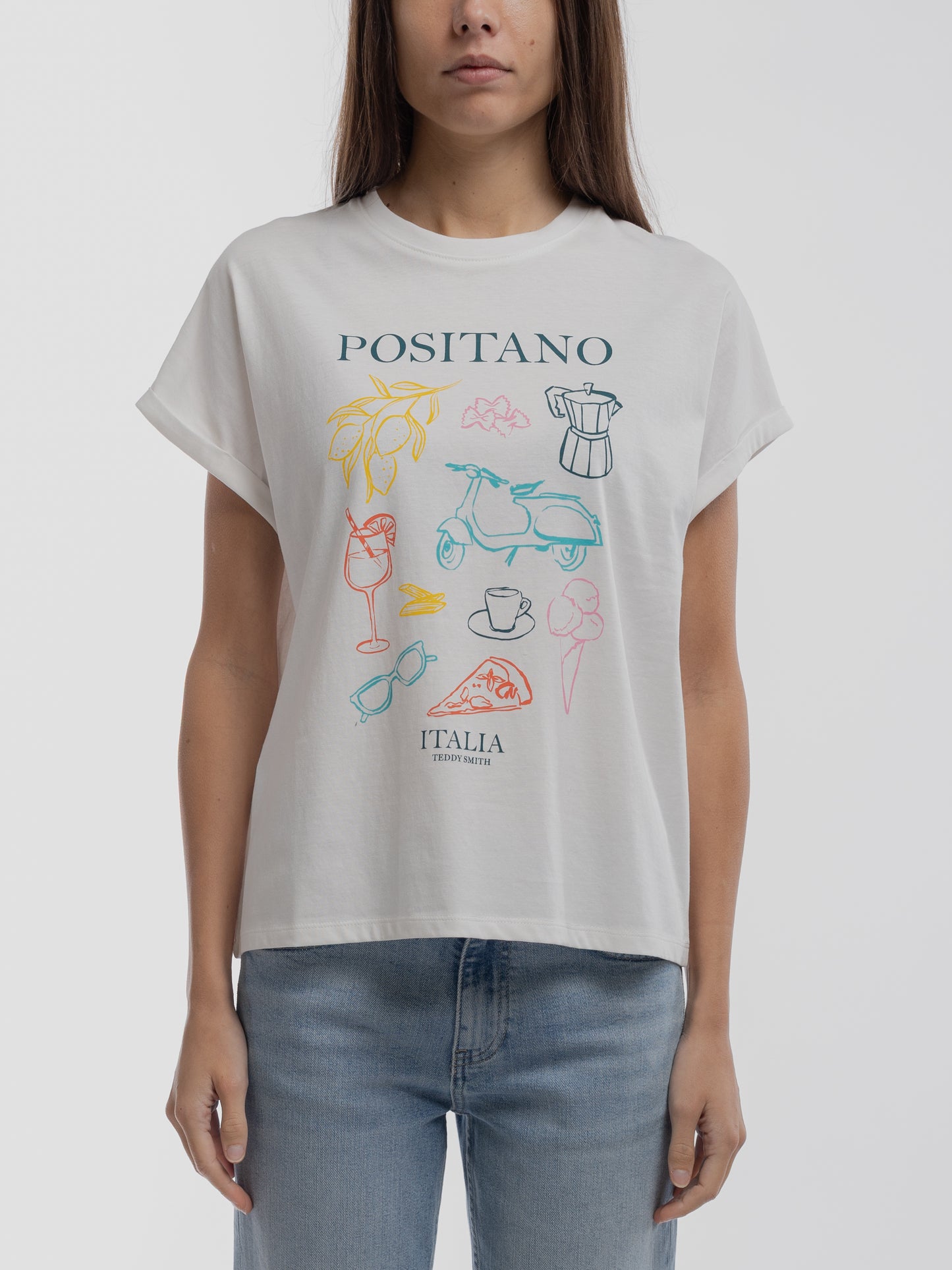 T-shirt T-ITALIA MC MIDDLE WHITE - Teddy Smith