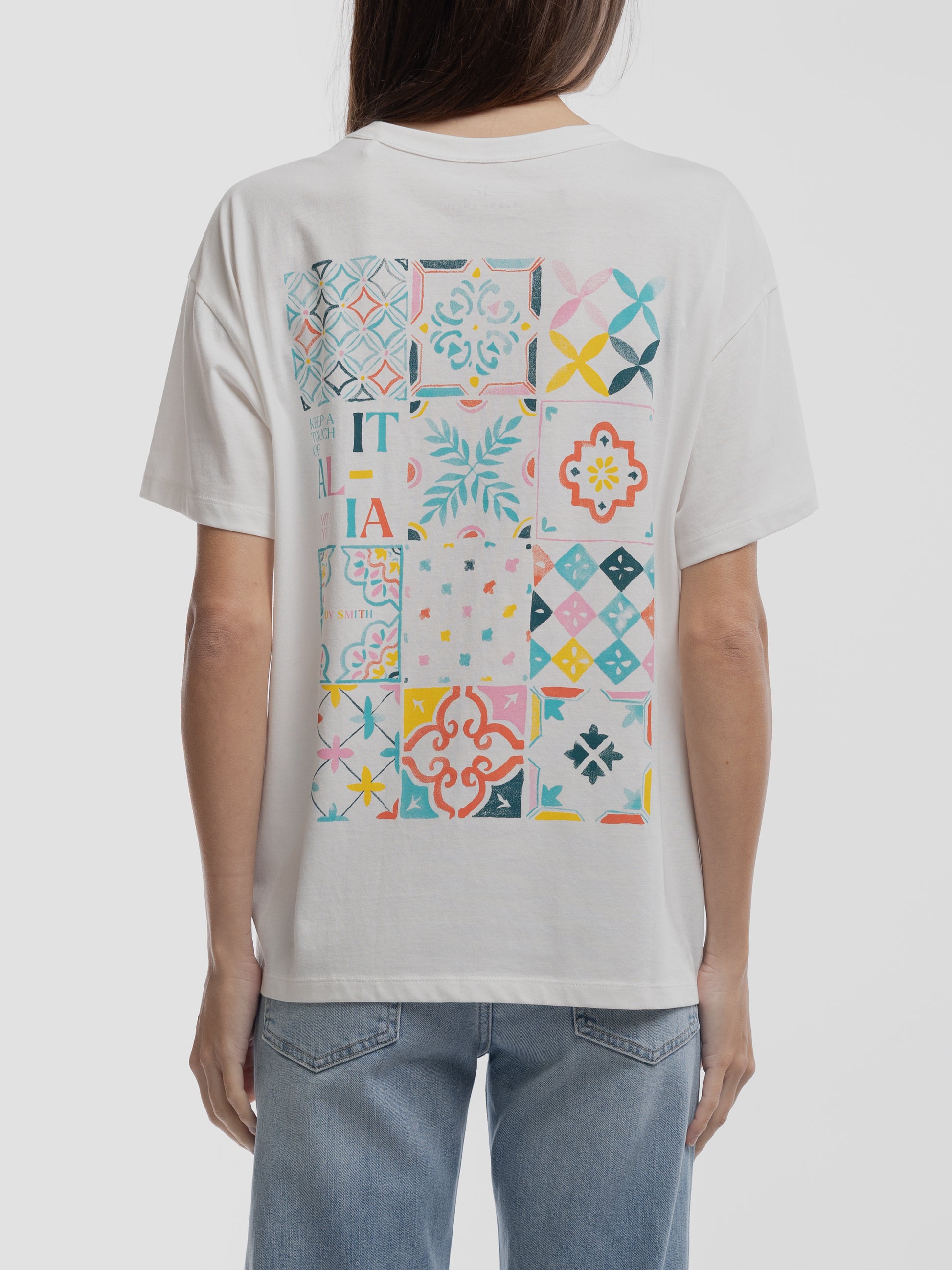 T-shirt T-MOSAIQUE MC MIDDLE WHITE - Teddy Smith