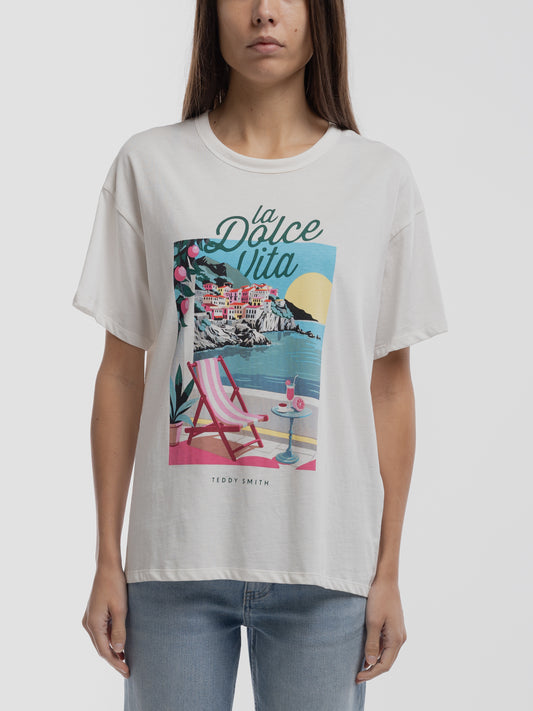 Achat T-shirt T-POSITANO MC MIDDLE WHITE - Teddy Smith