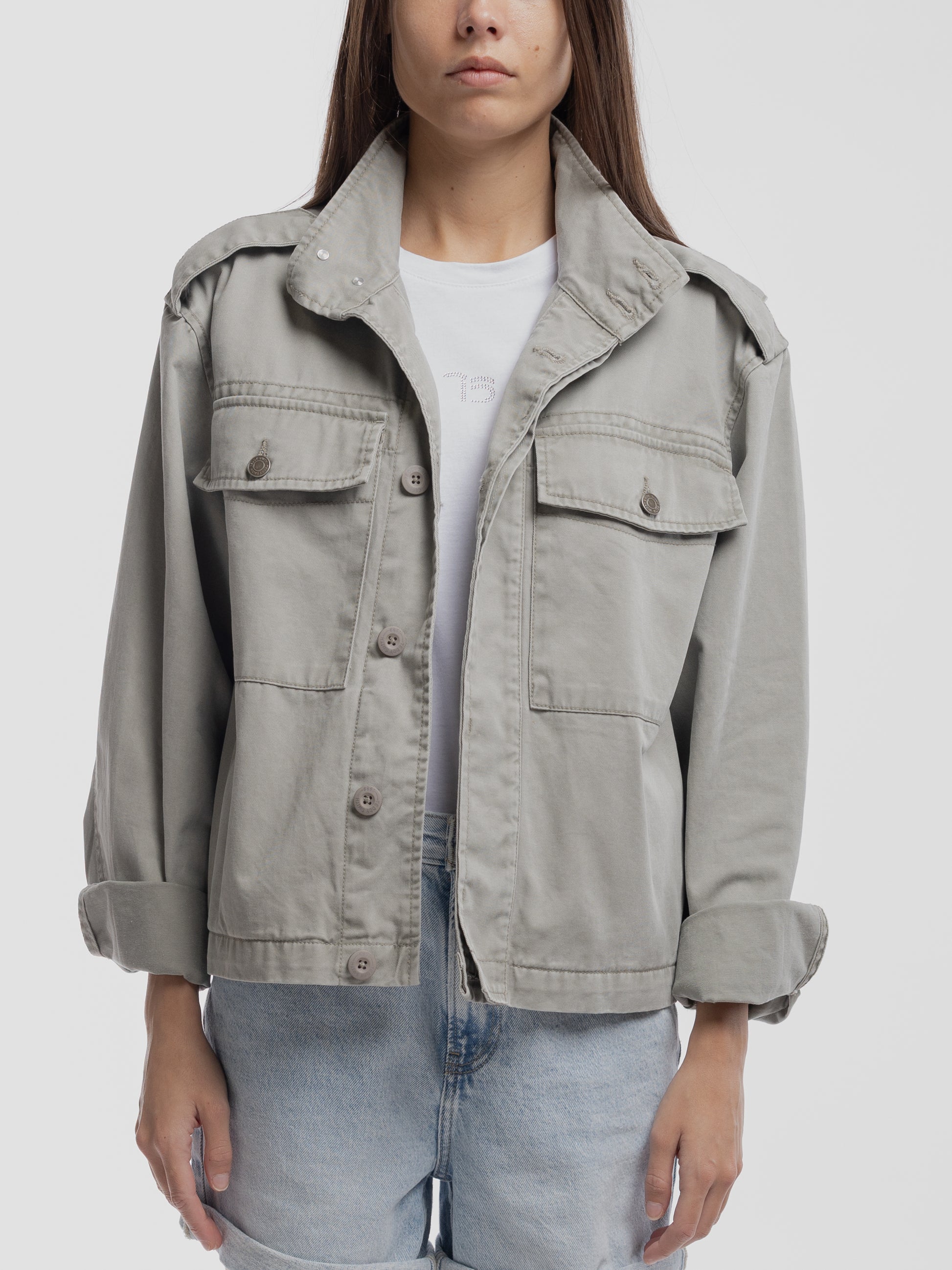 Blouson B-DAKOTA BLEACH KAKI - Teddy Smith