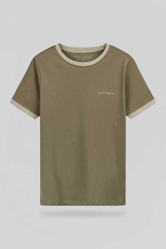 Achat T-shirt col rond THE TEE 2 R MC JR DUSTY KAKI - Teddy Smith