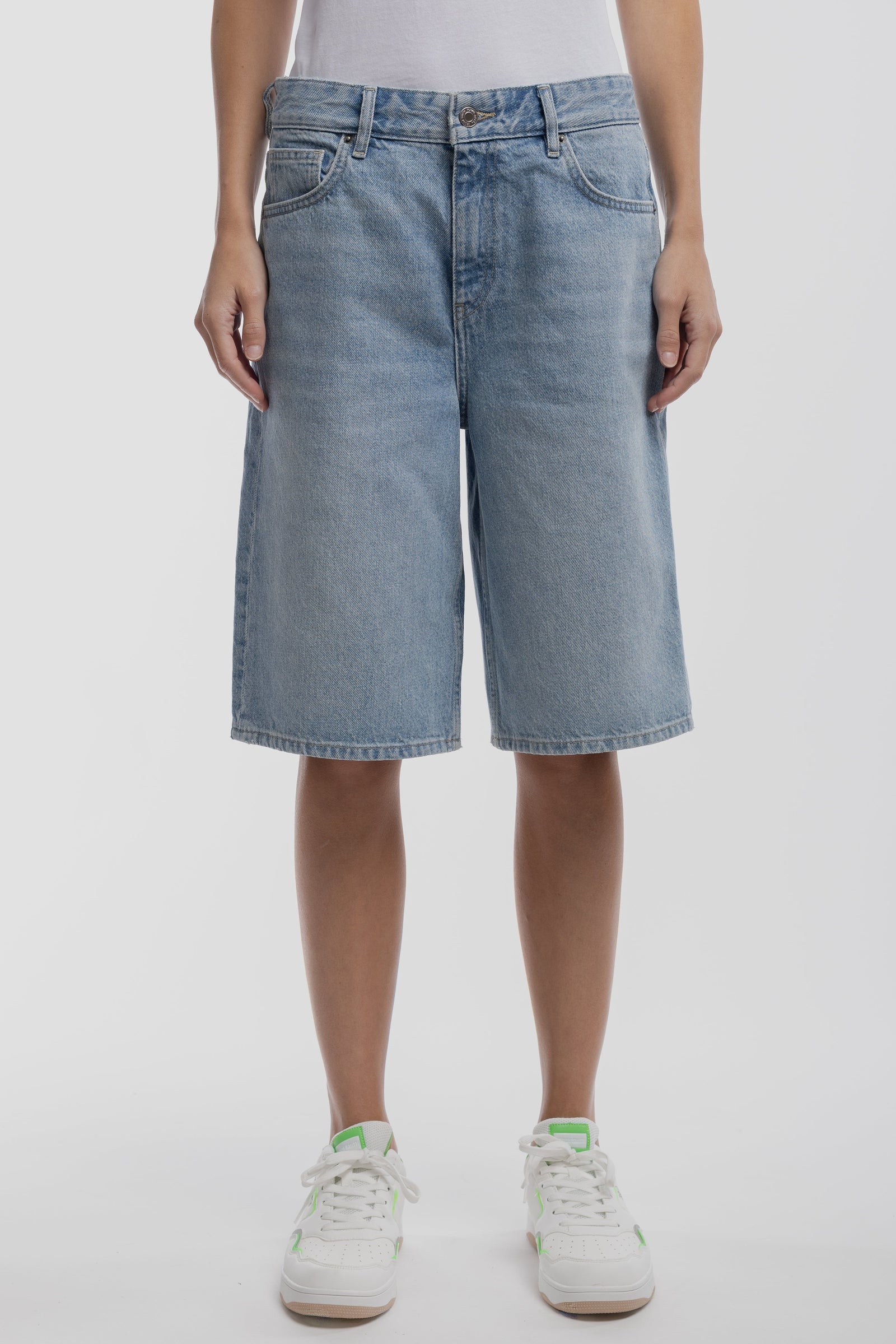 Short droit large taille basse S-TOMBOY SH FRIPP/INDIGO CLAIR