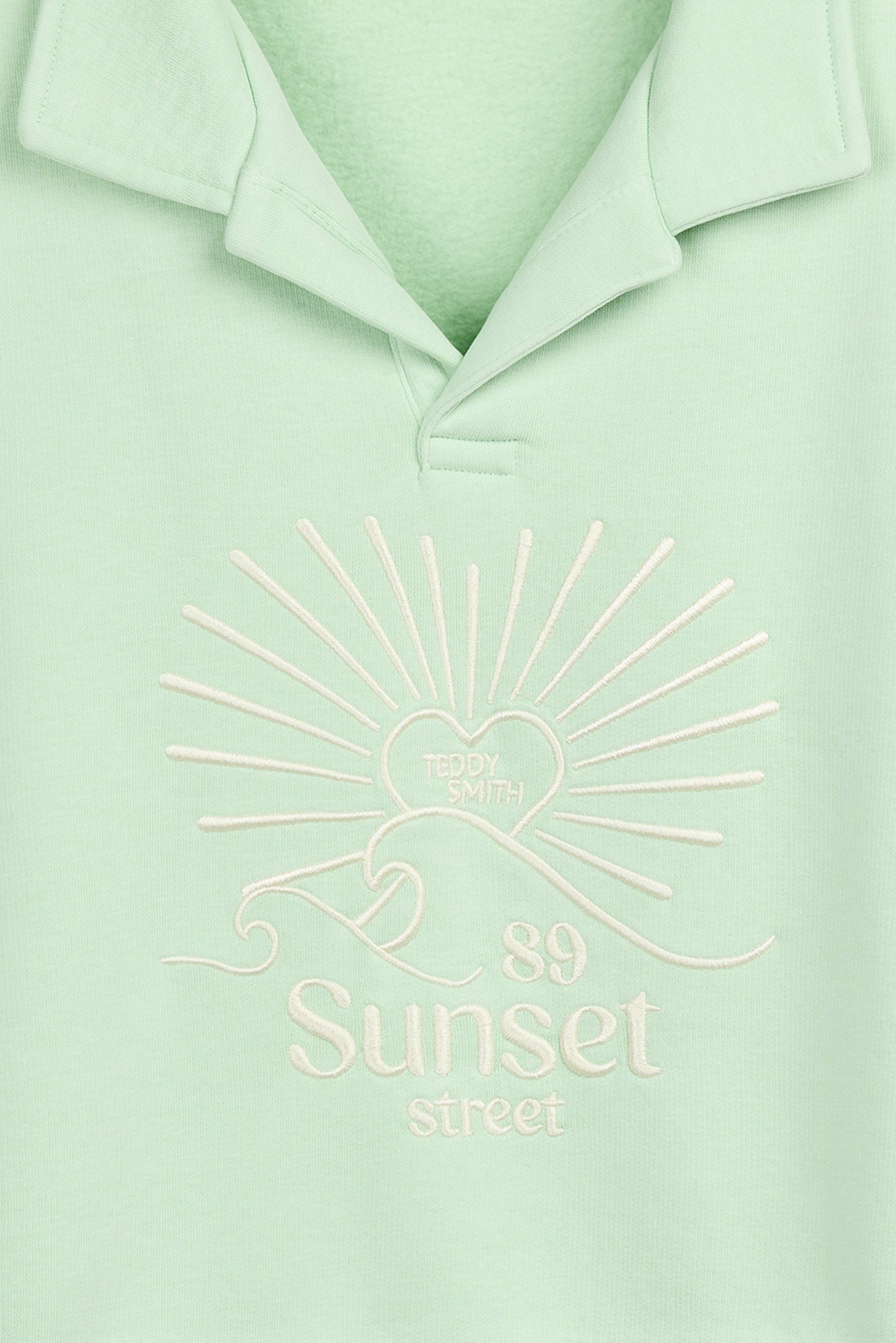 Sweat look oversize col style polo S-LILY VERT MENTHE