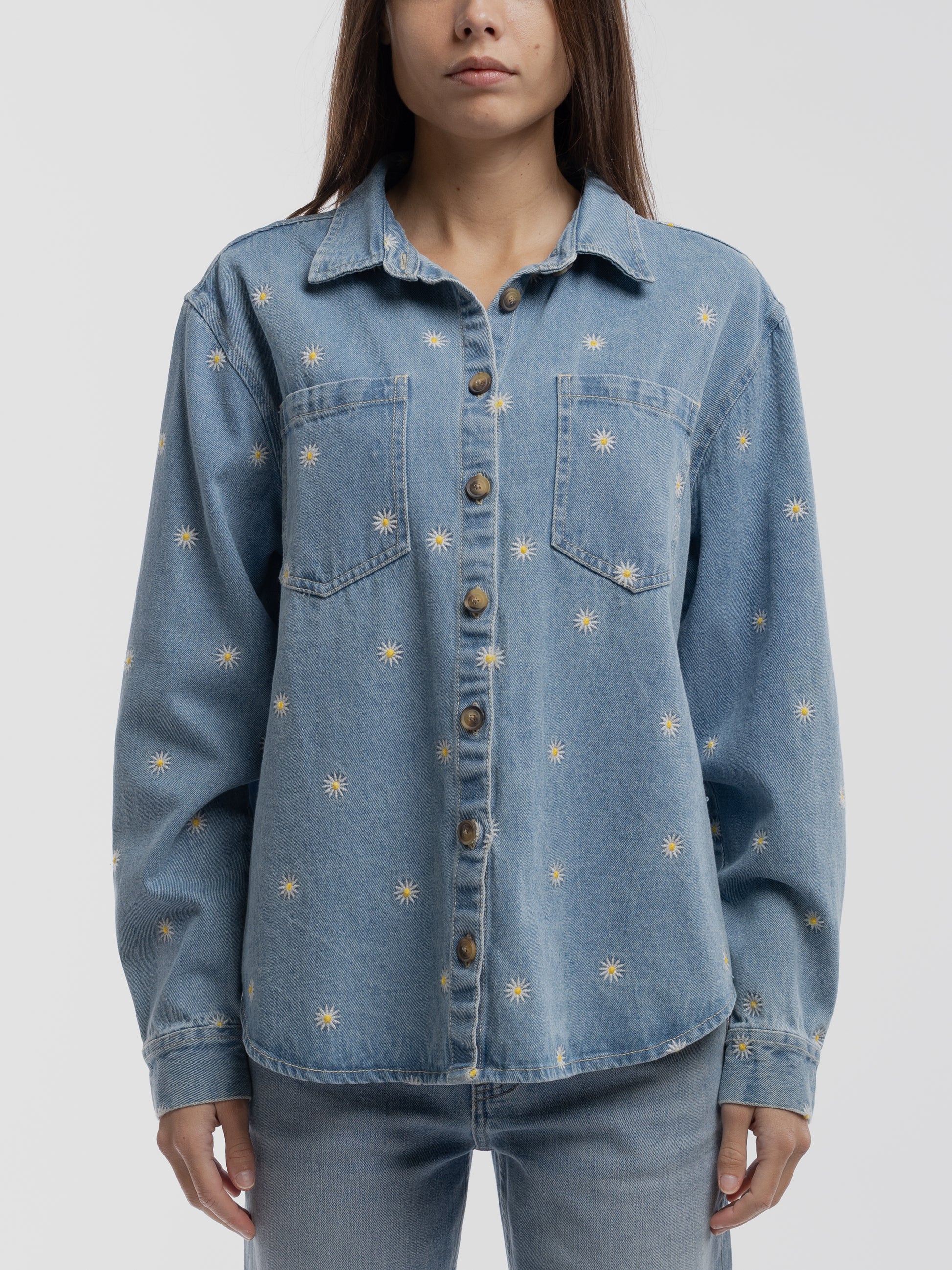 Chemise C-FLOWER ML FRIPP / INDIGO CLAIR - Teddy Smith