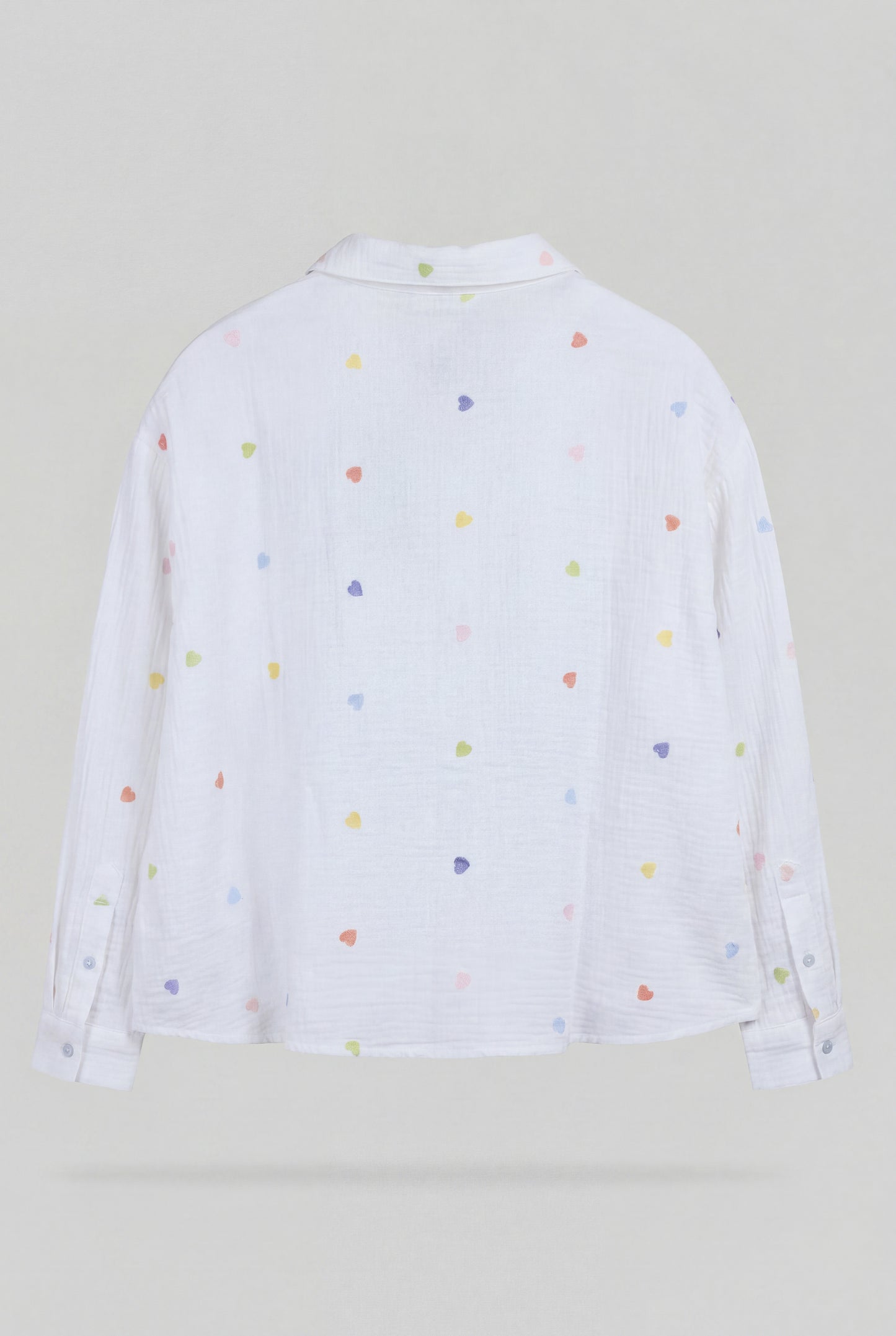 Chemise broderie petits cœurs C-LIVANA ML BLANC