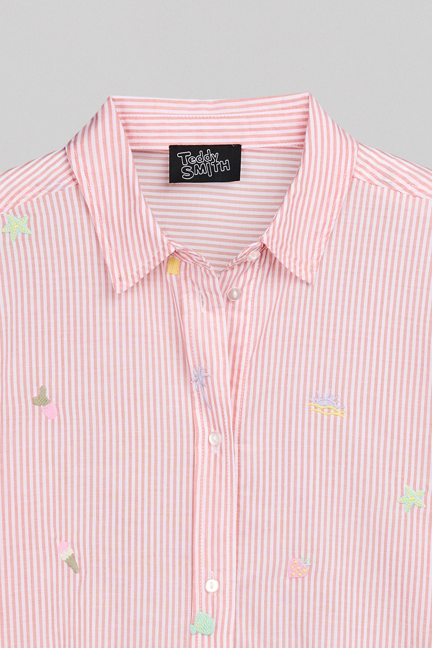 Chemise à rayures motifs fantaisie multicolore C-LOUISY ML PEACH
