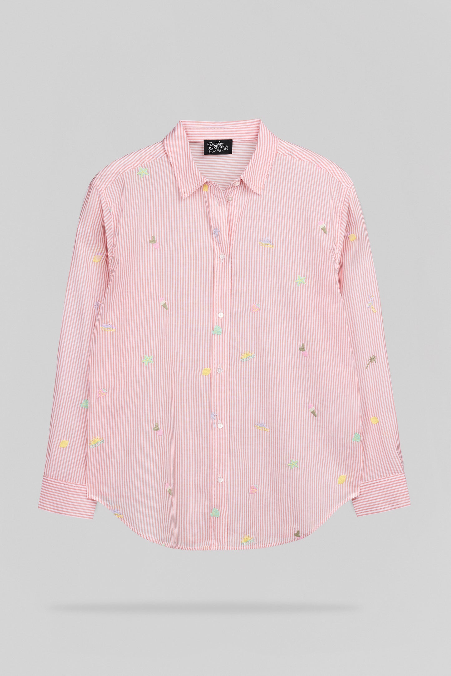Chemise à rayures motifs fantaisie multicolore C-LOUISY ML PEACH