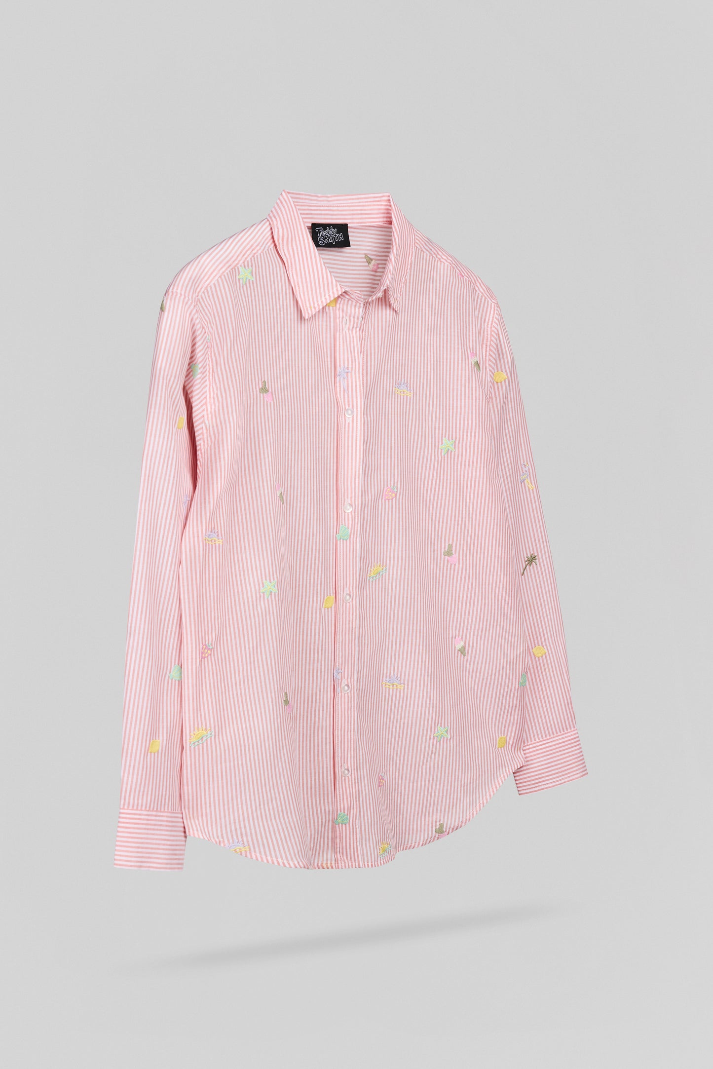 Chemise à rayures motifs fantaisie multicolore C-LOUISY ML PEACH